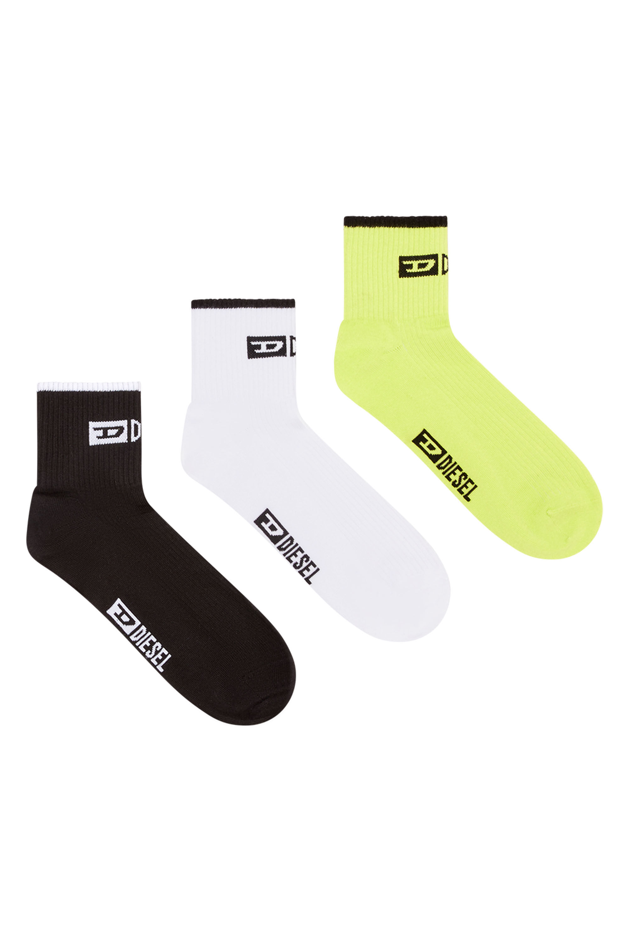 Diesel - SKM-UNDY THREEPACK, Man's Three-pack of jacquard logo socks in Black/Green - 1