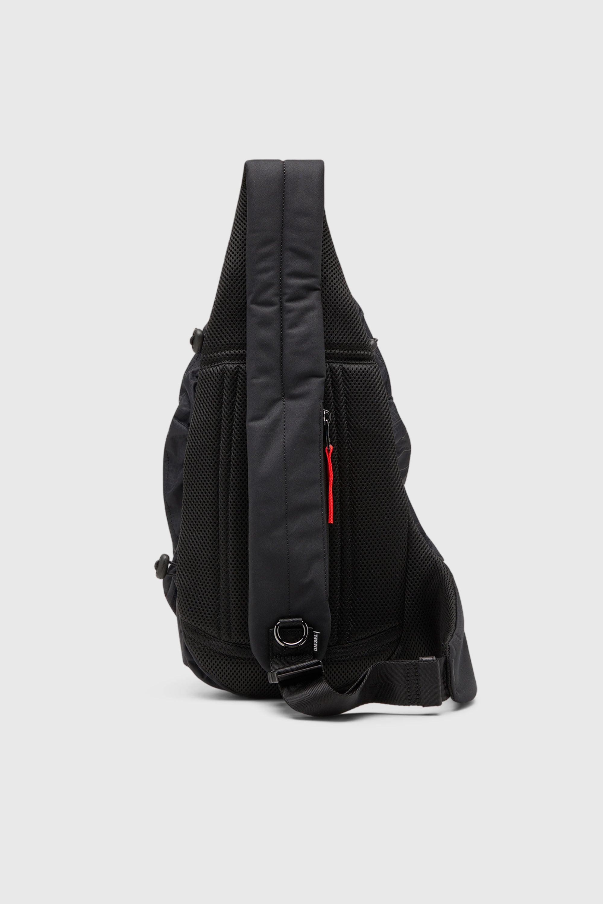 Diesel - ZIP-D SLING BAG X, Man's Zip-D-Sling backpack in check-jacquard shell in Black - 3