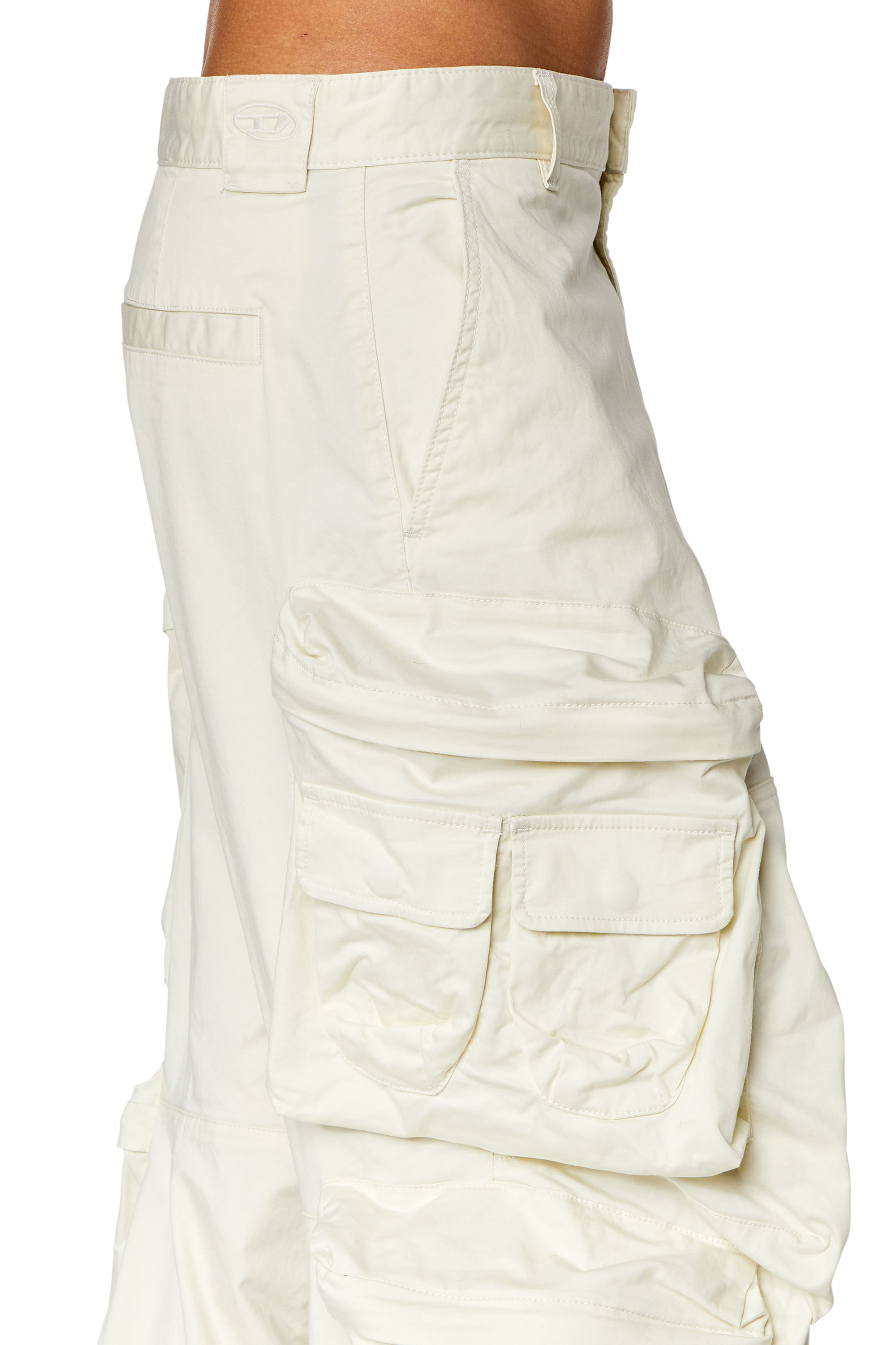 Diesel - P-HUGES-NEW, Man's Cargo pants in stretch cotton satin in White - 5