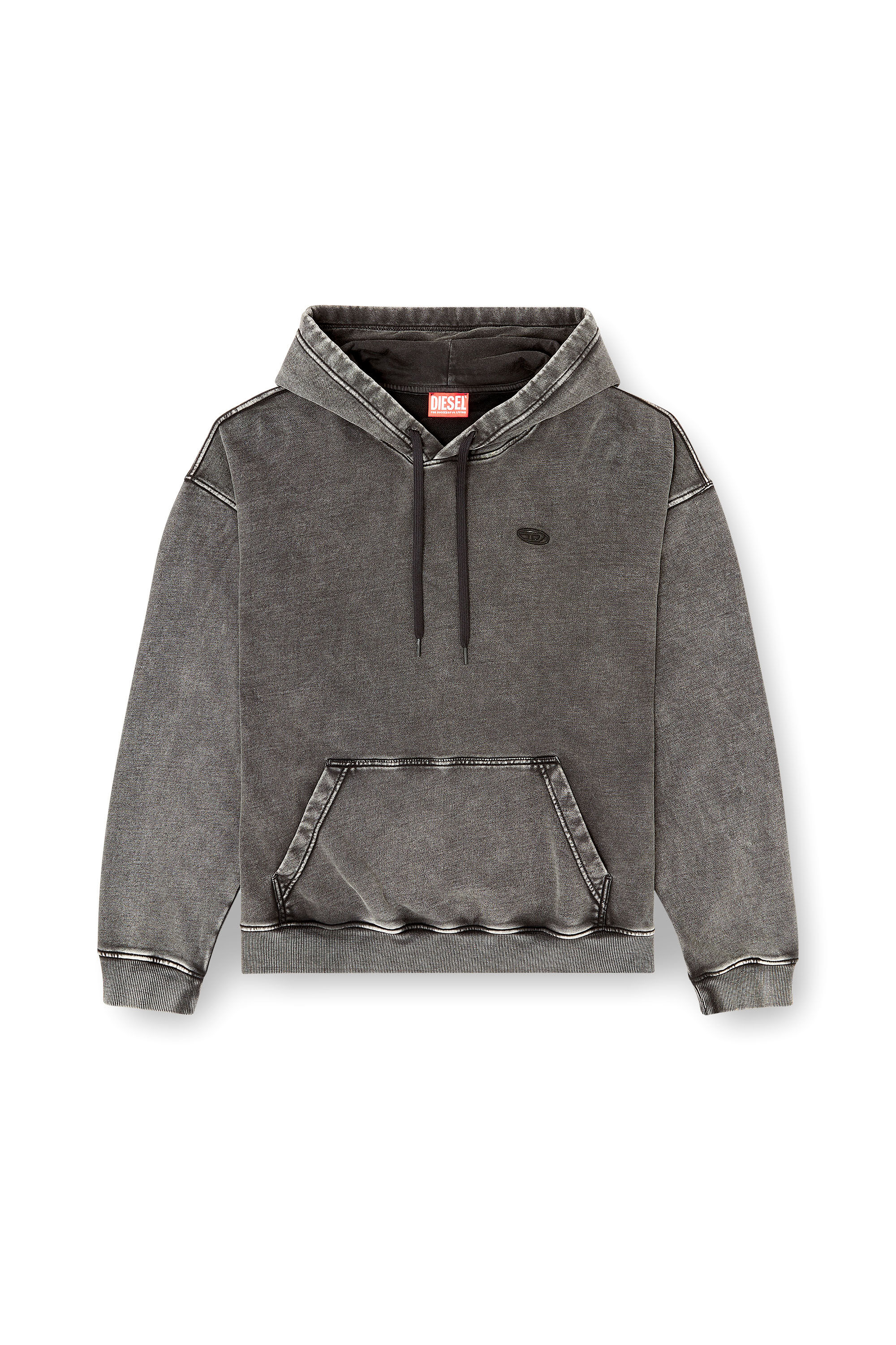 トップス Diante PIGMENT MESSAGE SWEAT HOODIE Men's Hoodie with raw-cut back patch | Grey | Diesel