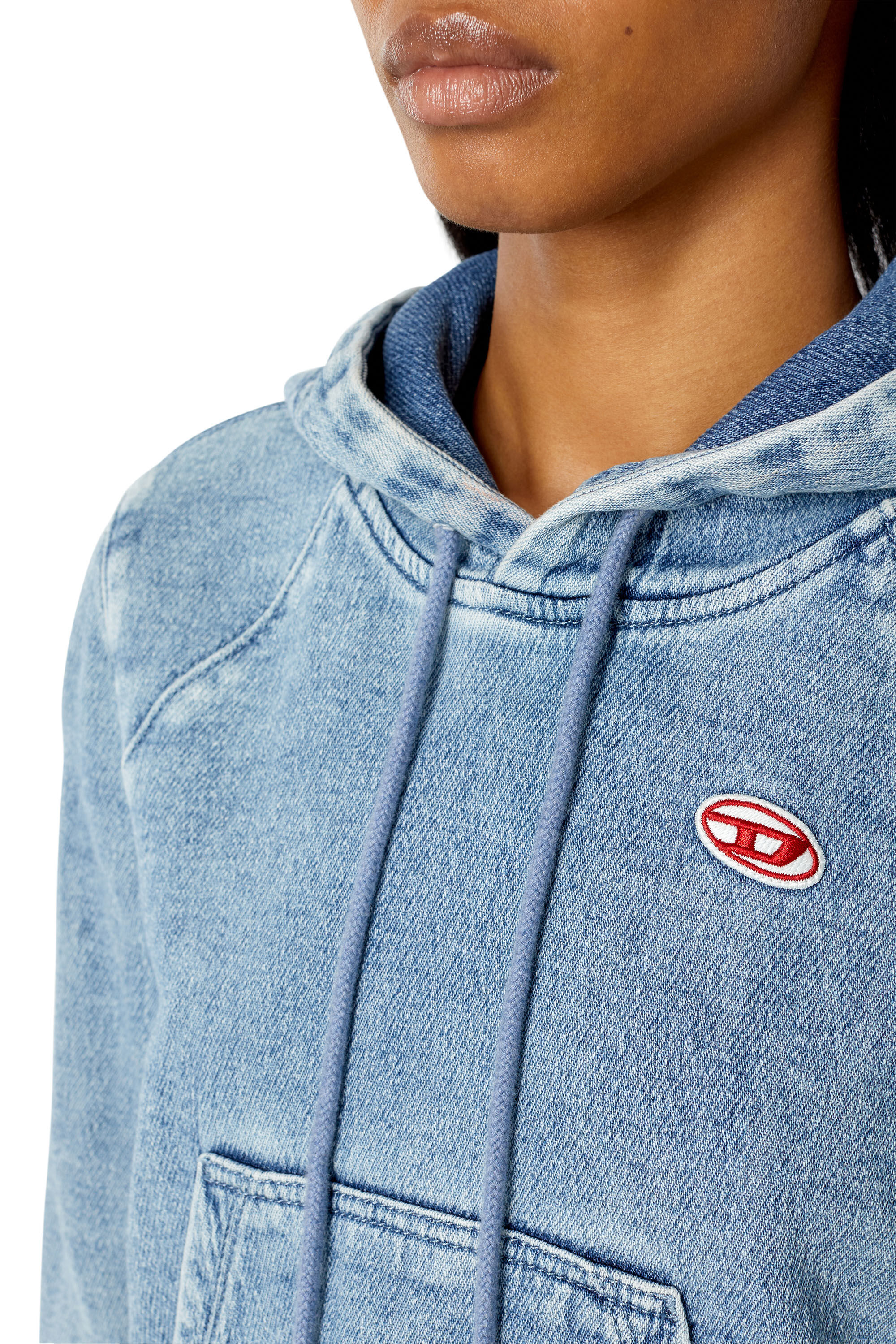 D-ANGY-HOOD-NE Woman: Track denim crop hoodie | Diesel Library