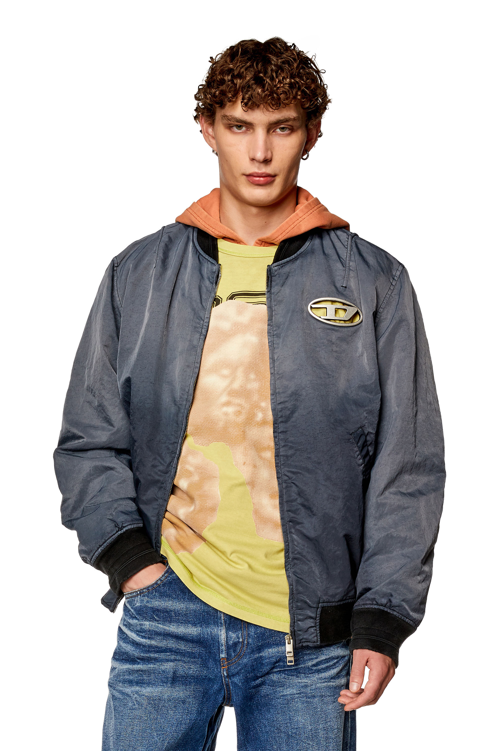 Men's Dégradé padded bomber jacket | Grey | Diesel