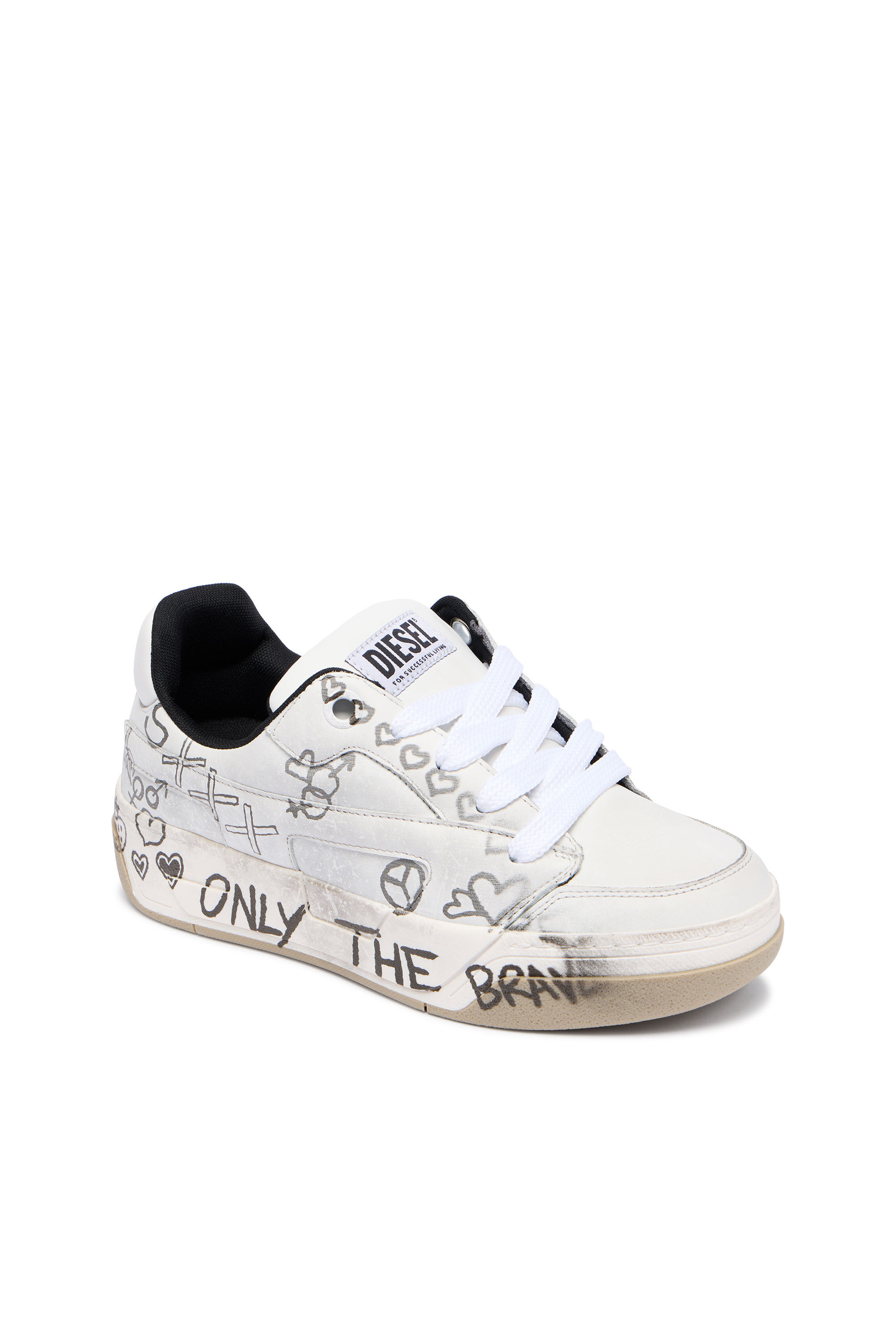 Women's D-Ollie-Leather sneakers with graffiti print | White