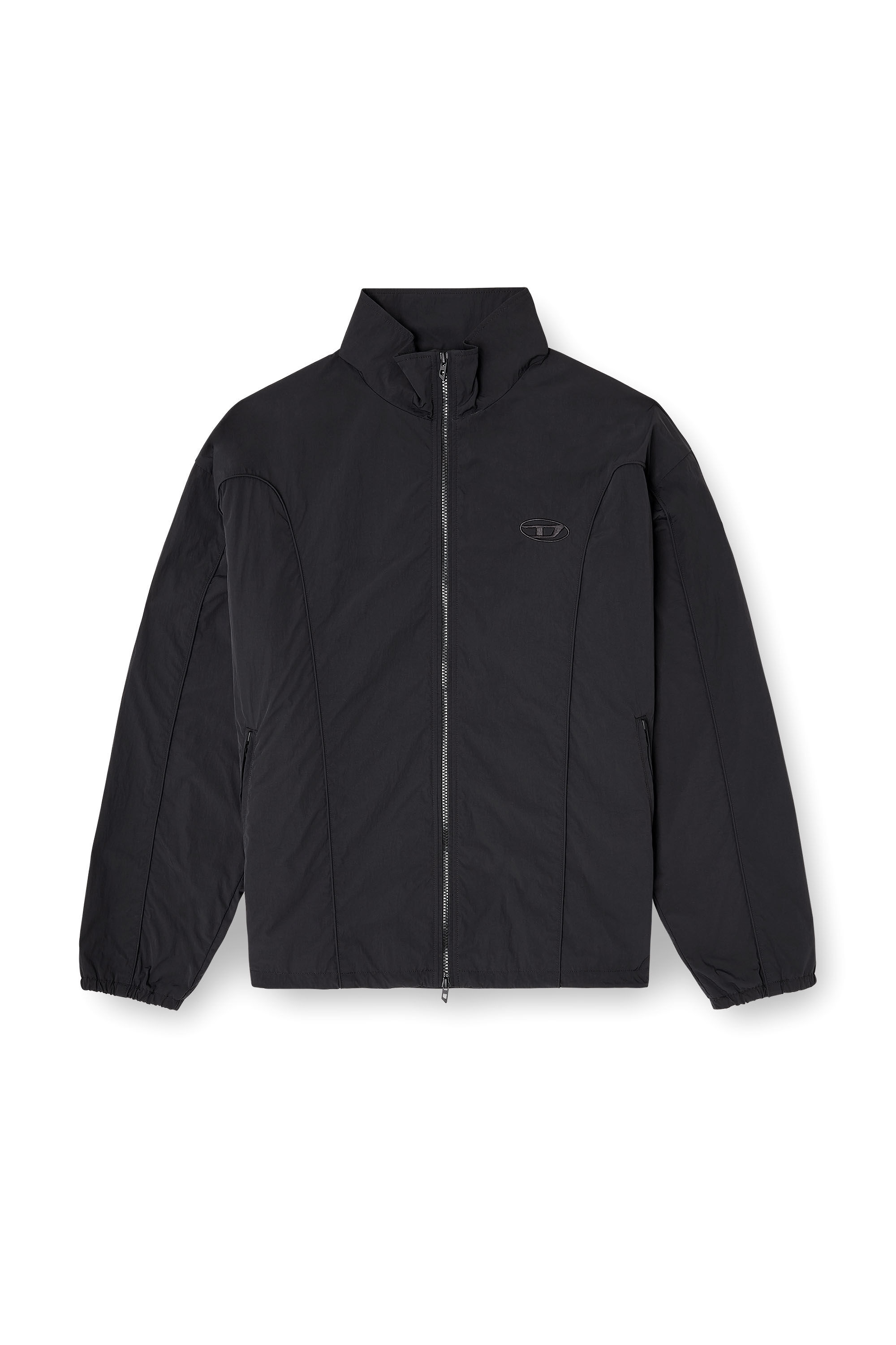 Men's Crinkled-nylon jacket with piping | Black | Diesel GB