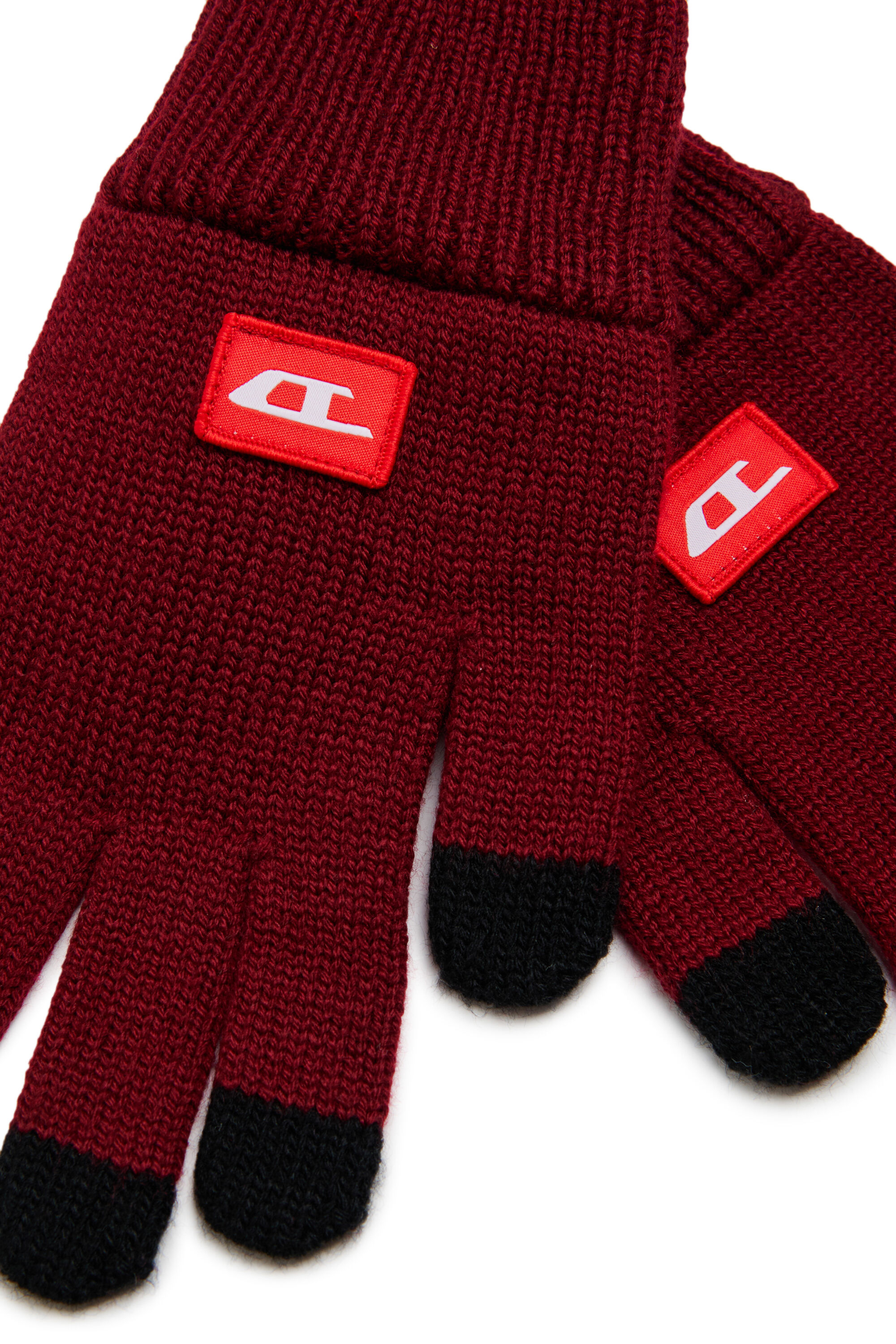 Diesel - NLOT, Unisex's Touchscreen gloves in wool-blend knit in Red - 2