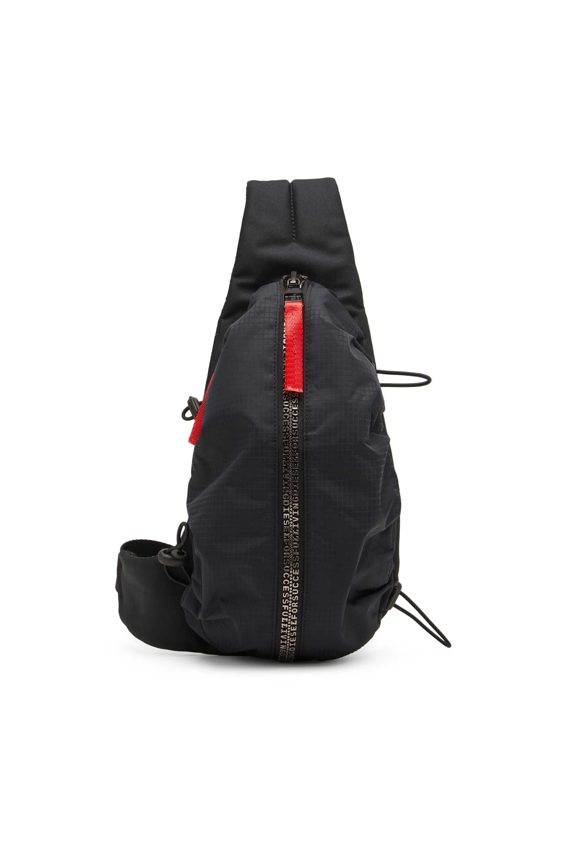 Men s Zip D Sling bag in check jacquard shell Black Diesel