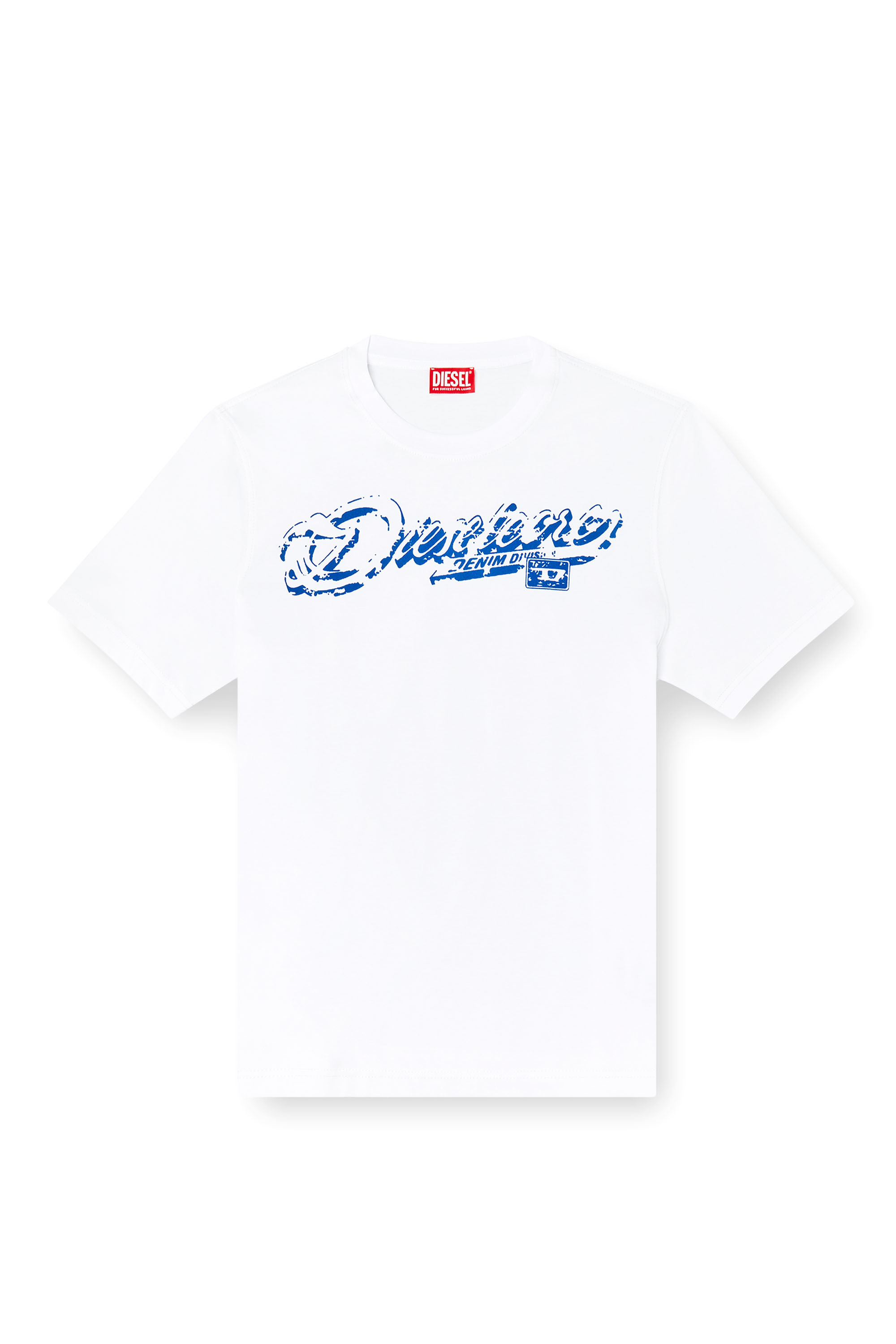 Diesel - T-ADJUST-R7, Man's T-shirt with distressed flocked logo in White - 2