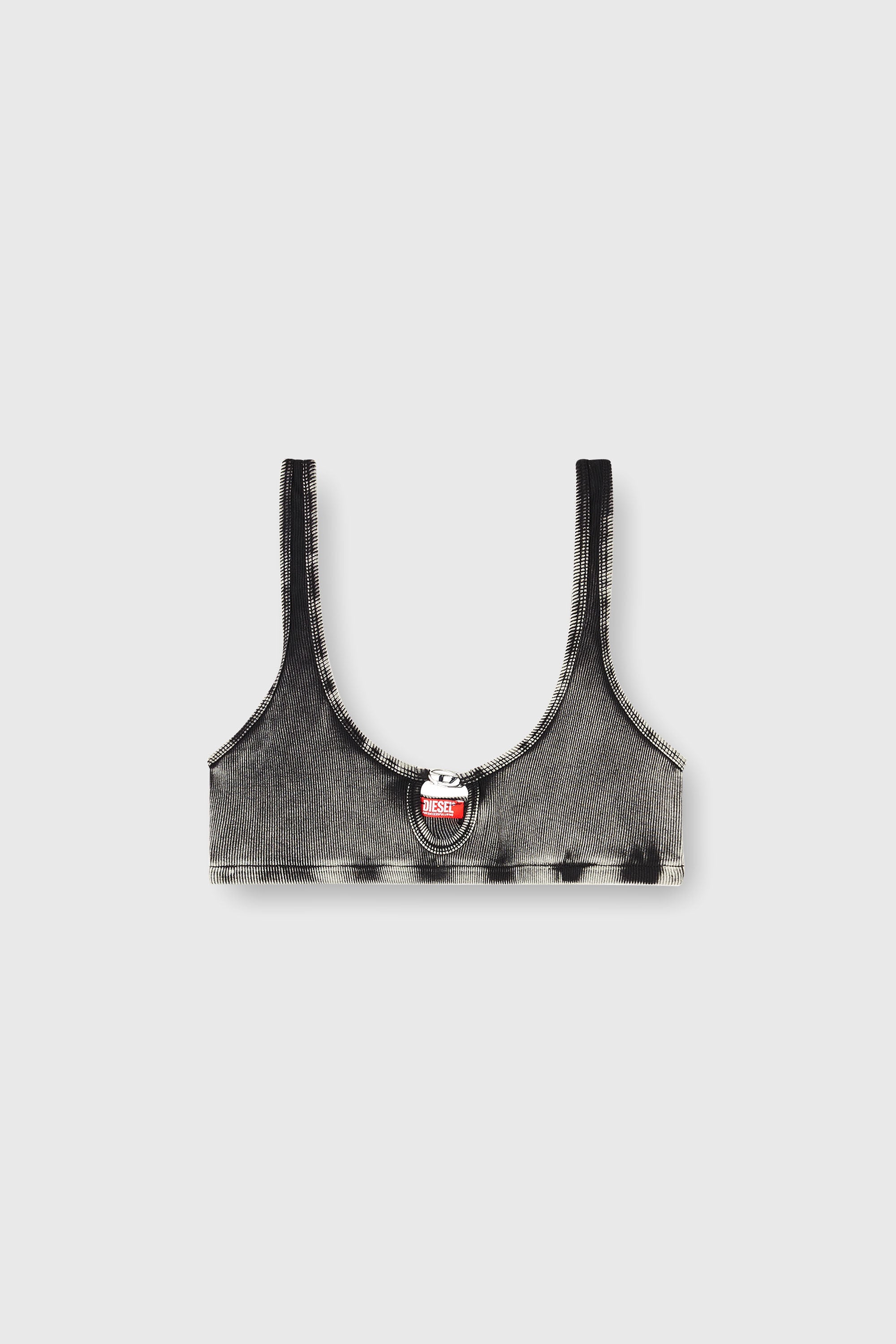 Diesel - FLORENCE-DNM, Woman's Bralette cotton rib with jewel Oval D in Grey - 2