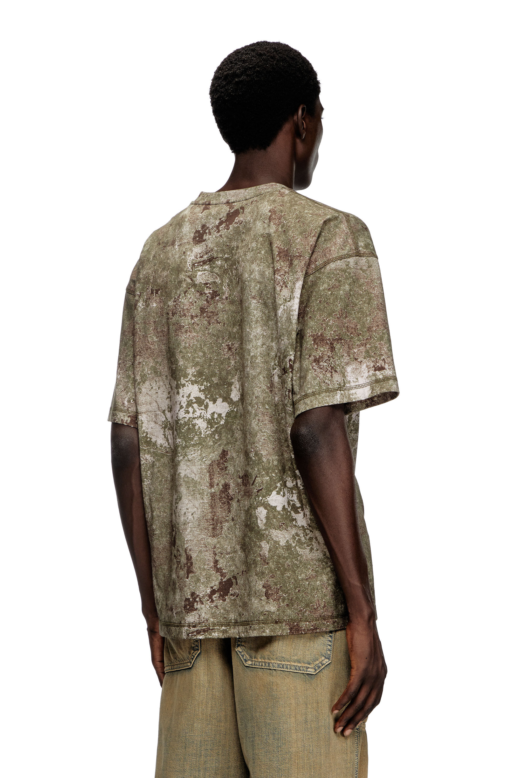 Men's Marble-effect burnout T-shirt | Green | Diesel