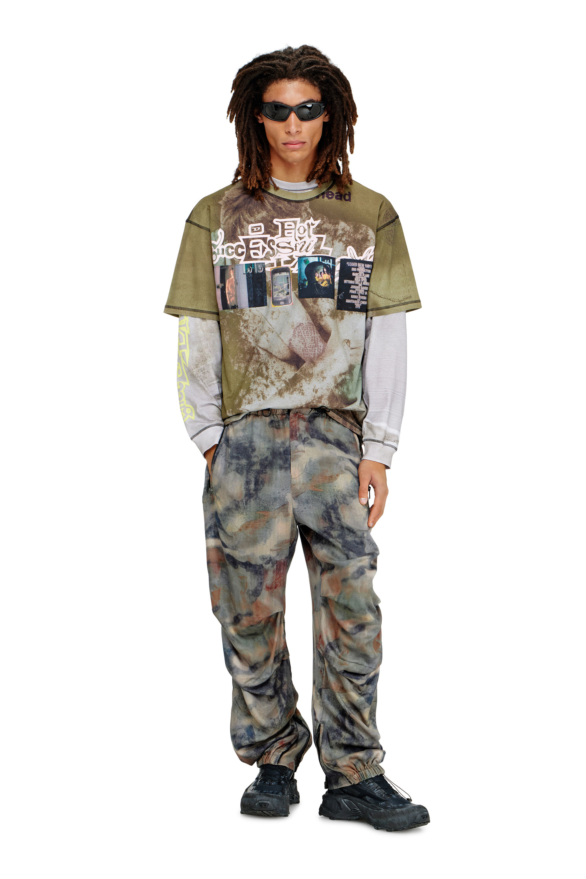 Men's Cargo pants in printed fabric | Green | Diesel