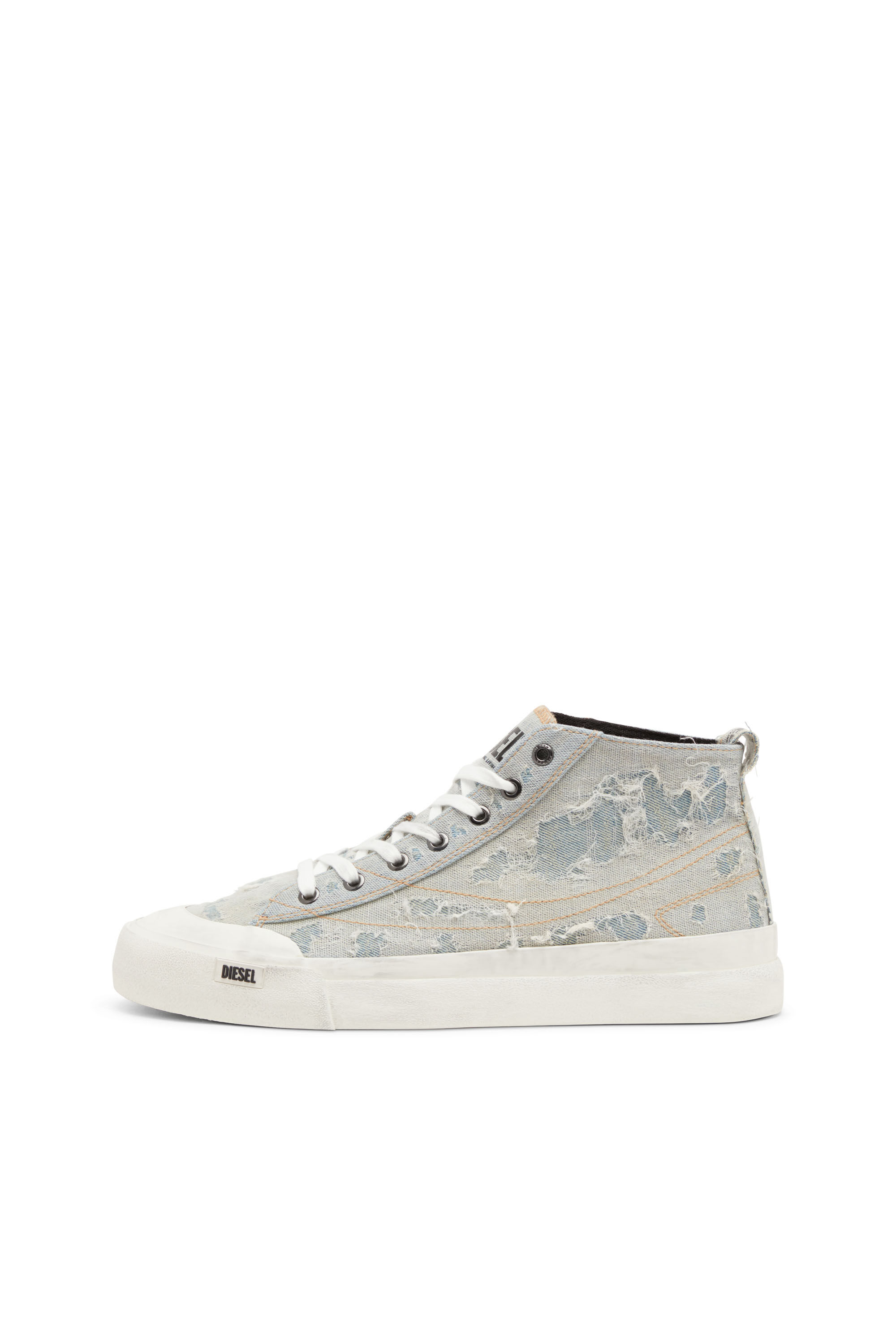 Men s S Athos High top sneakers in denim and gauze Blue Diesel