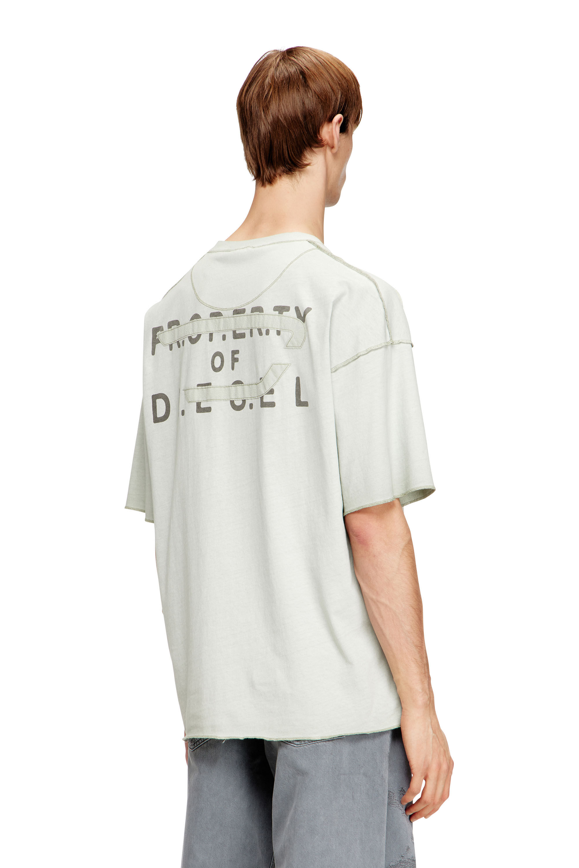 DIESEL Tシャツ Men's Relaxed cotton T-shirt with front and back print | Grey | Diesel