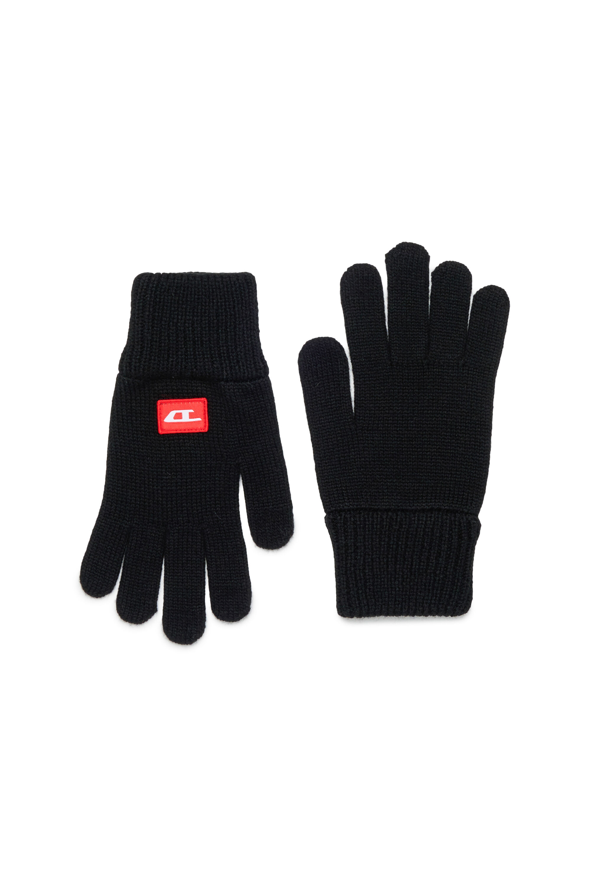 Diesel - NLOT, Unisex's Touchscreen gloves in wool-blend knit in Black - 1