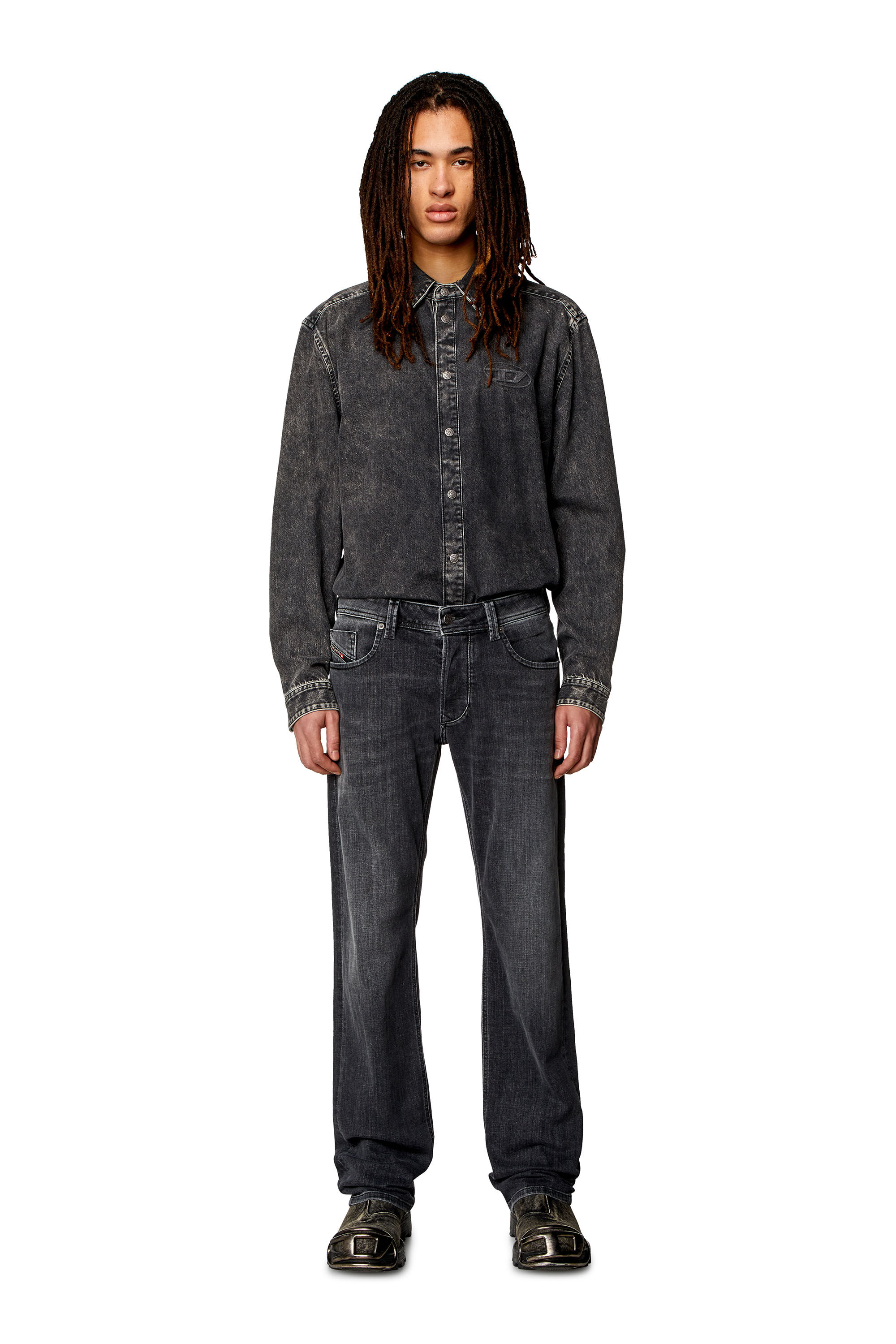 Men s Straight Jeans Black Dark grey Diesel 1985 Larkee