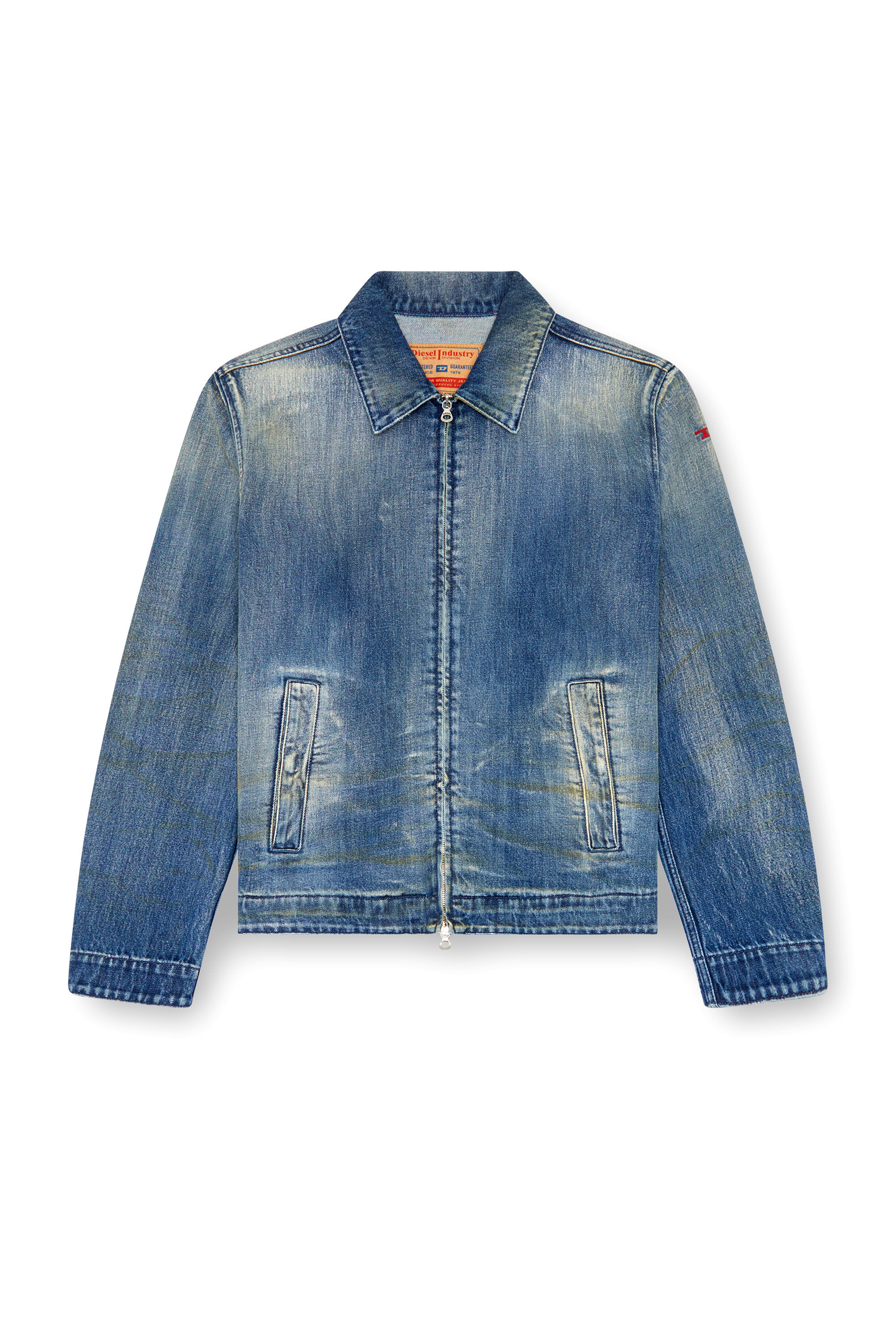 Men's Denim blouson jacket with dirt wash | Blue | Diesel