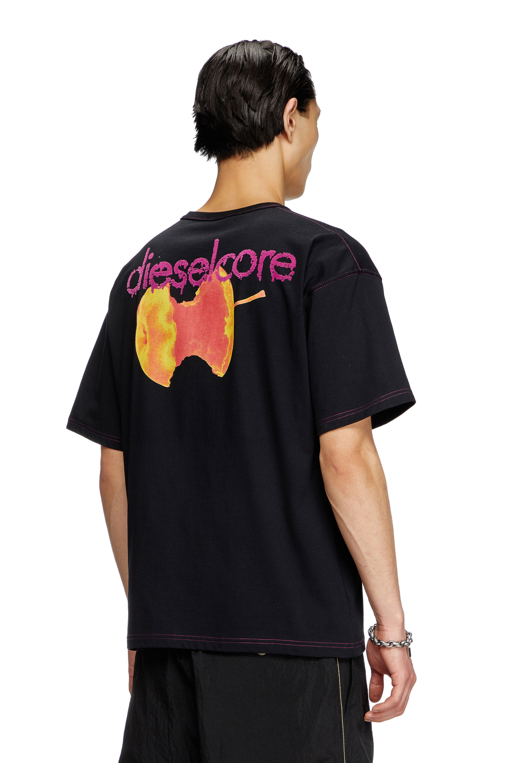 Men's T-shirt with apple core print | Black | Diesel