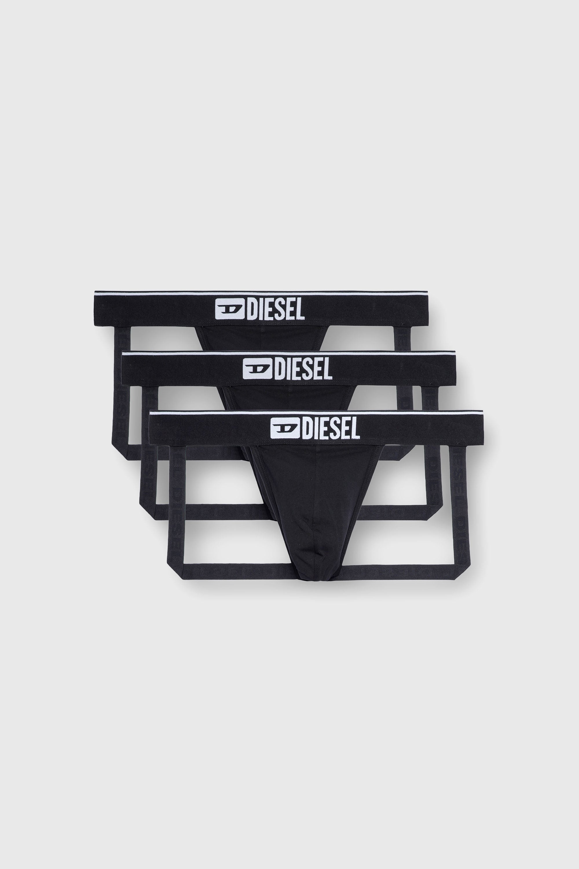 Diesel - UMBR-JOCKYTHREEPACK, Man's Three-pack jockstraps with front logo in Black - 2