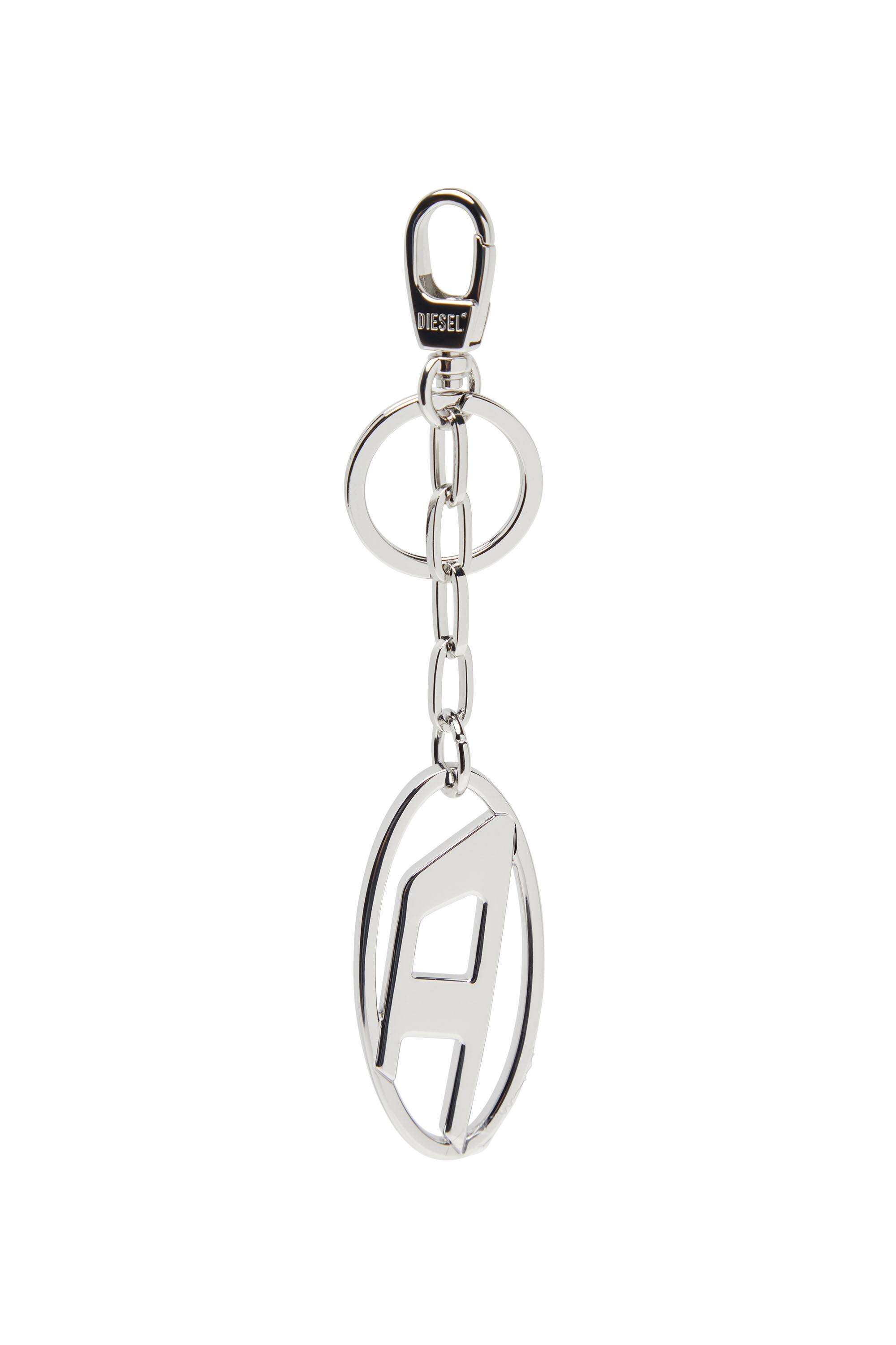 小物 DIESEL l Oval D keyring with crystal Women's Metal Oval D keyring with crystals | Silver | Diesel