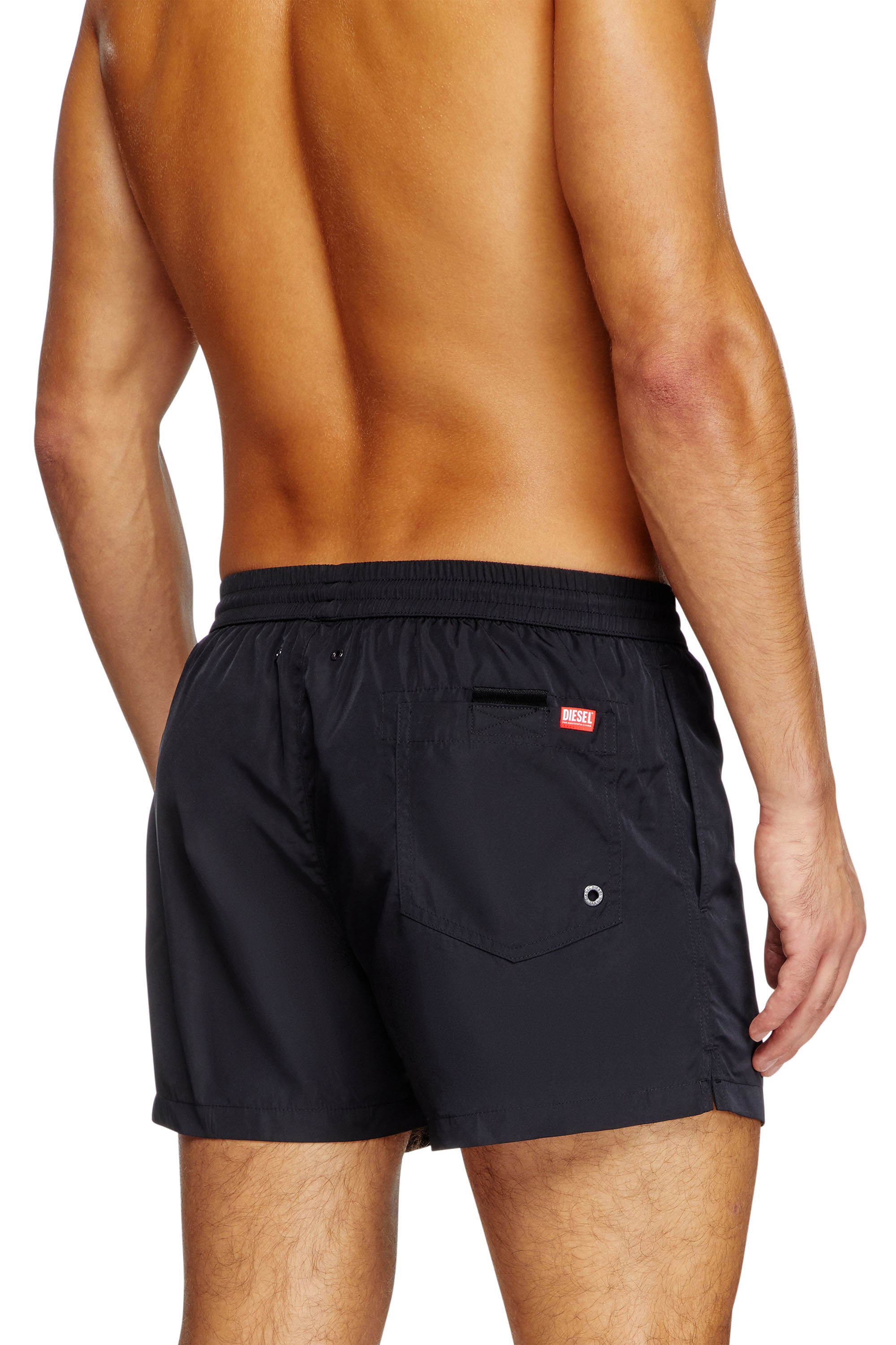 Men's Mid-length swim shorts with logo print | Black | Diesel