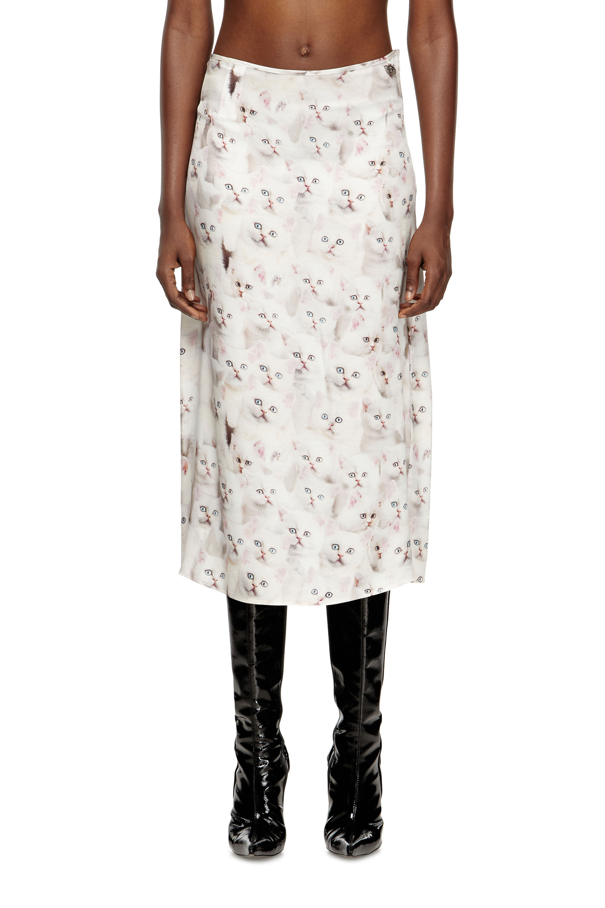 Diesel - O-RCHID-R1, Woman's Midi skirt in viscose with all-over print in null - 3