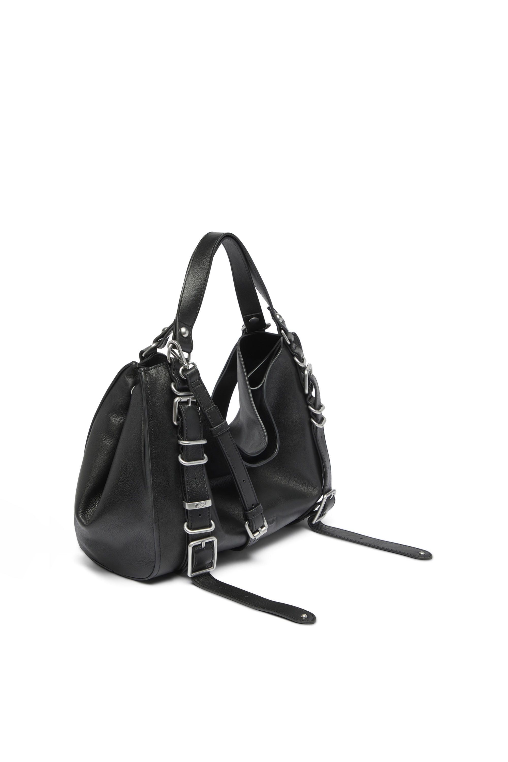Diesel - D-ONE TOPHANDLE M, Unisex's D-One-Medium top-handle bag in treated leather in Black - 4