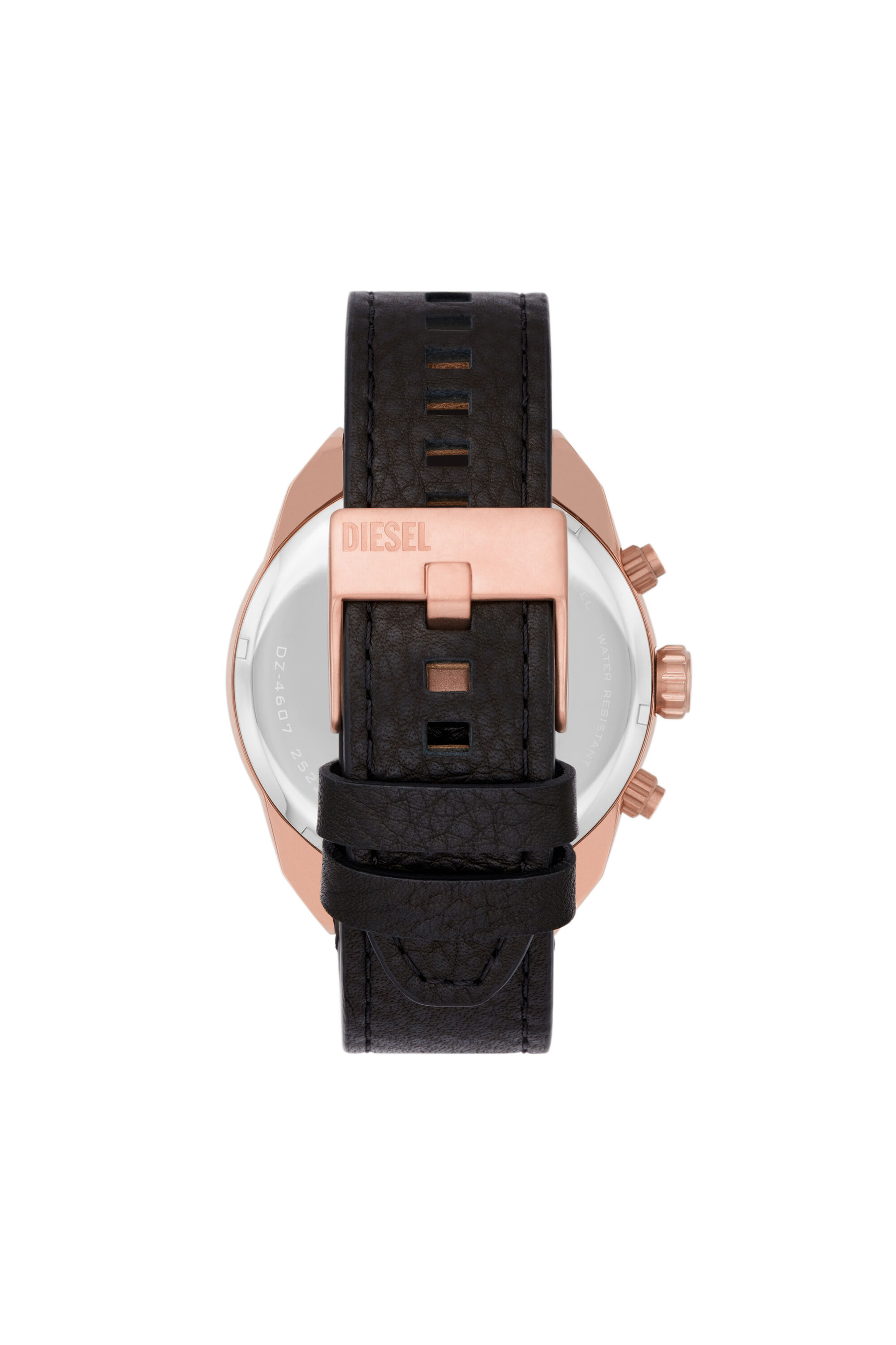 DZ4607 Man Spiked Chronograph Black Leather Watch Diesel