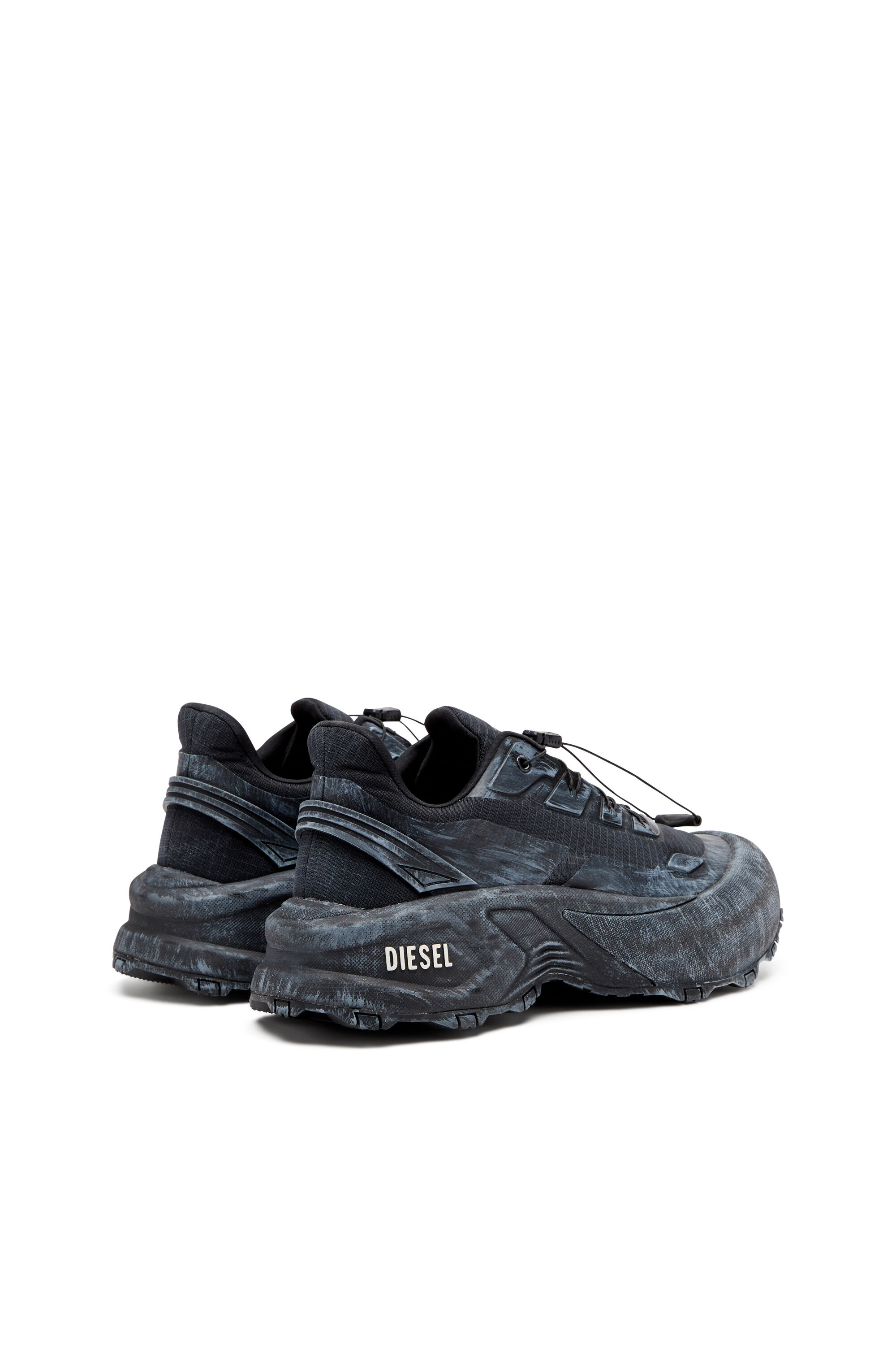 Men's D-Cage-Distressed chunky sneakers in ripstop | Black | Diesel GB
