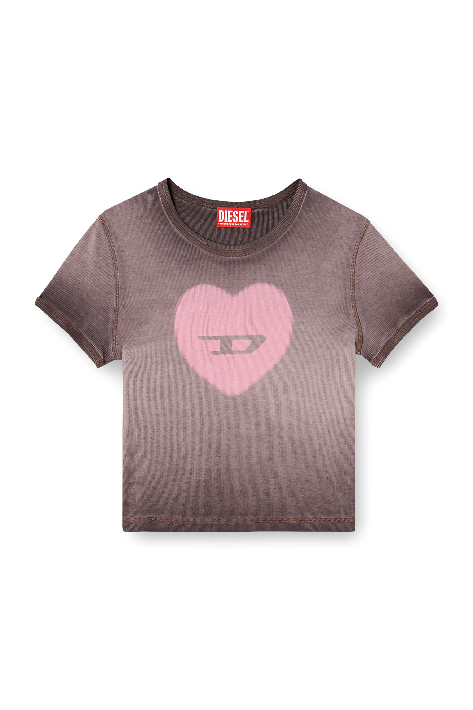 Women's Ribbed T-shirt with watercolour heart D | Violet | Diesel