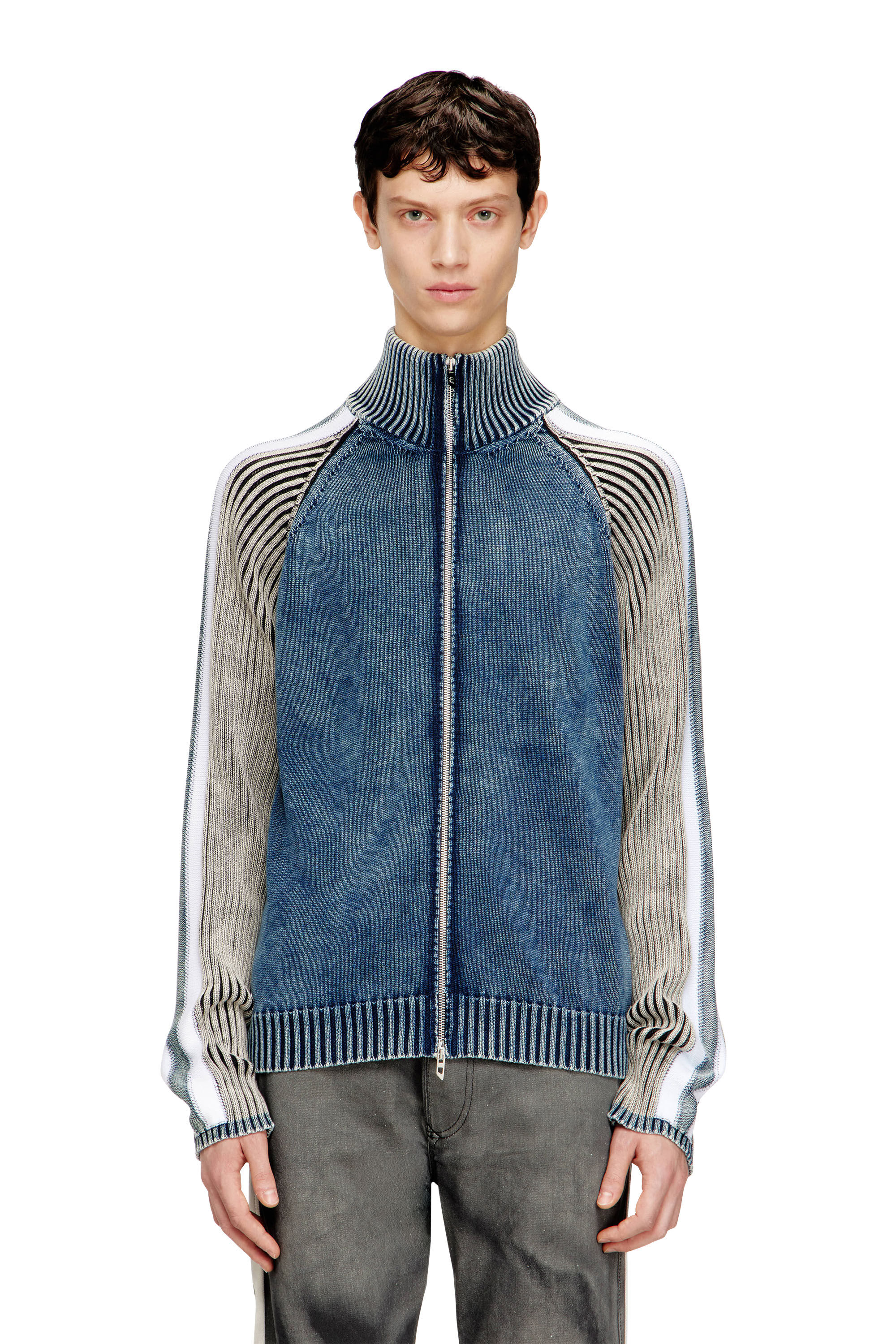 トップス diesel K-Aloni Men's Zip-up cardigan with sporty bands | Multicolor | Diesel GB