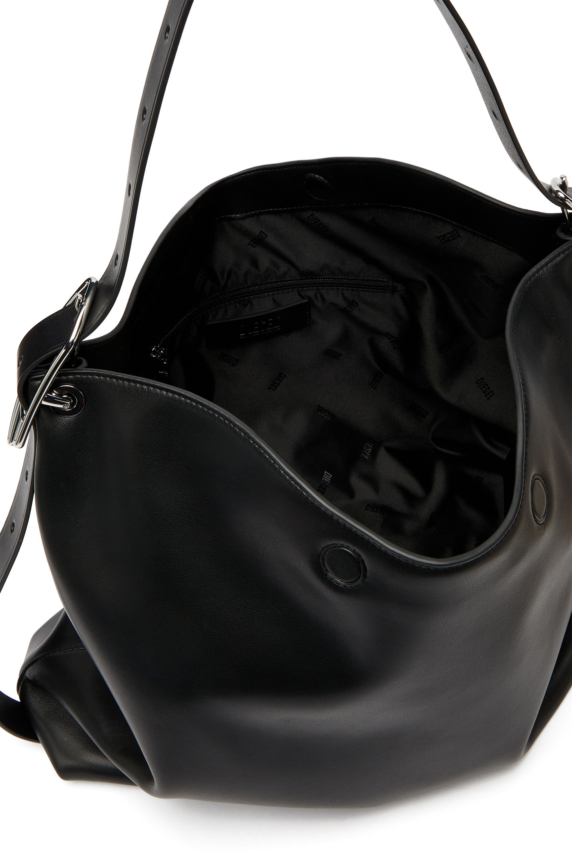 Women's D-Line-Leather hobo bag | Black | Diesel {{Country}}