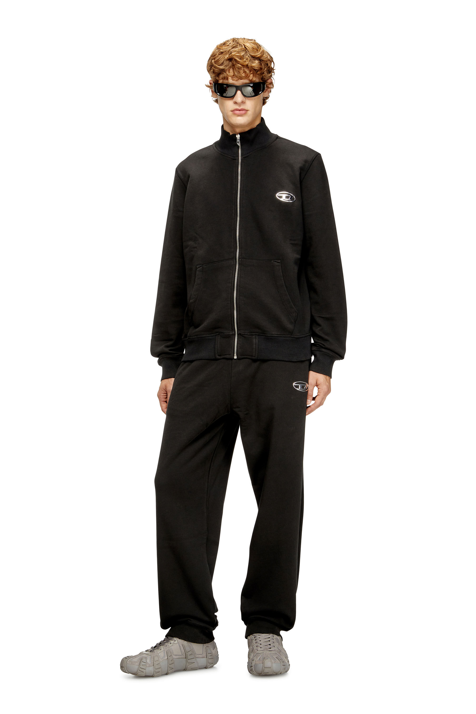 Men's Cotton pants with metallic Oval D | Black | Diesel