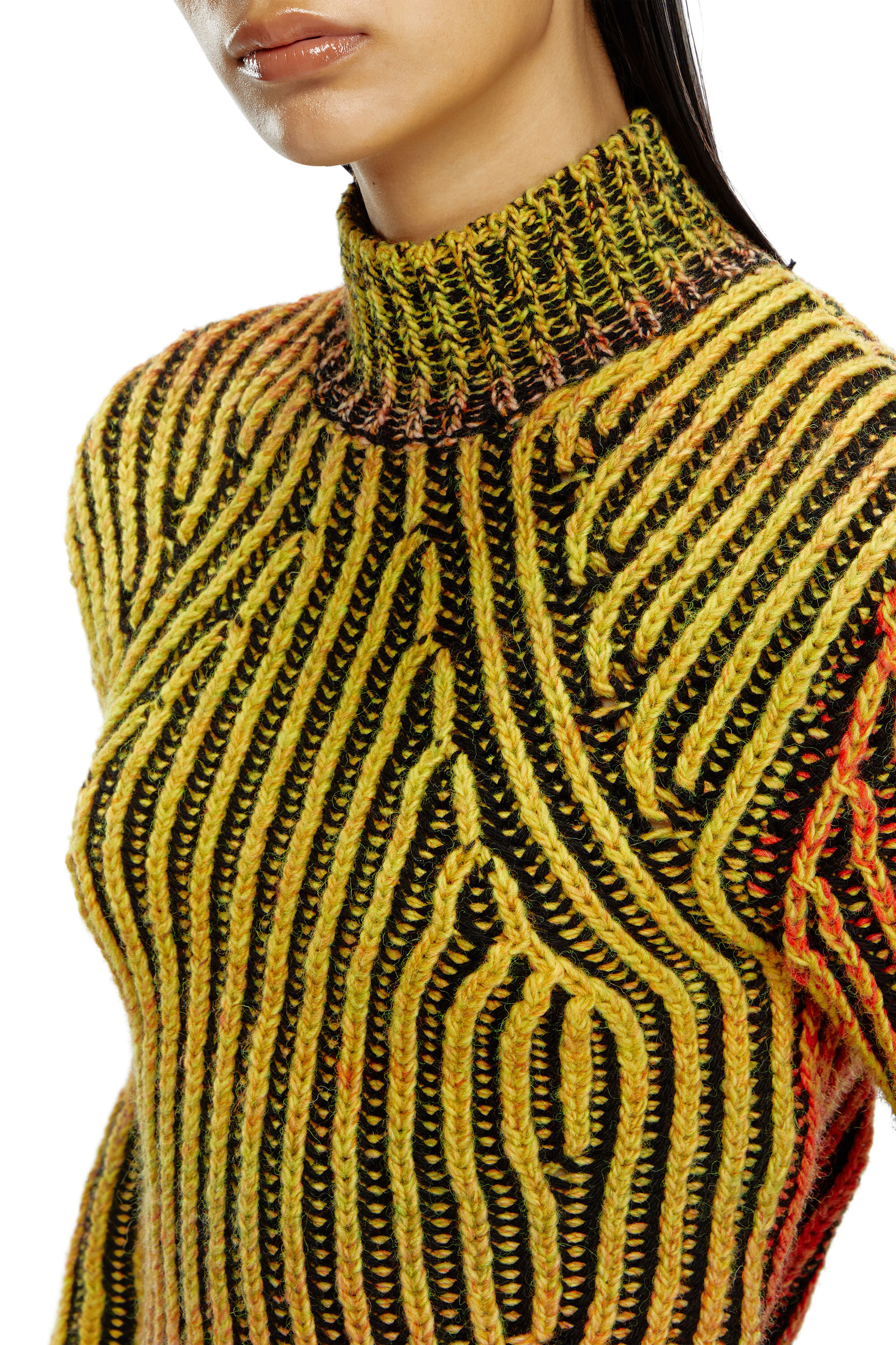 Cropped turtleneck knit sweater clearance