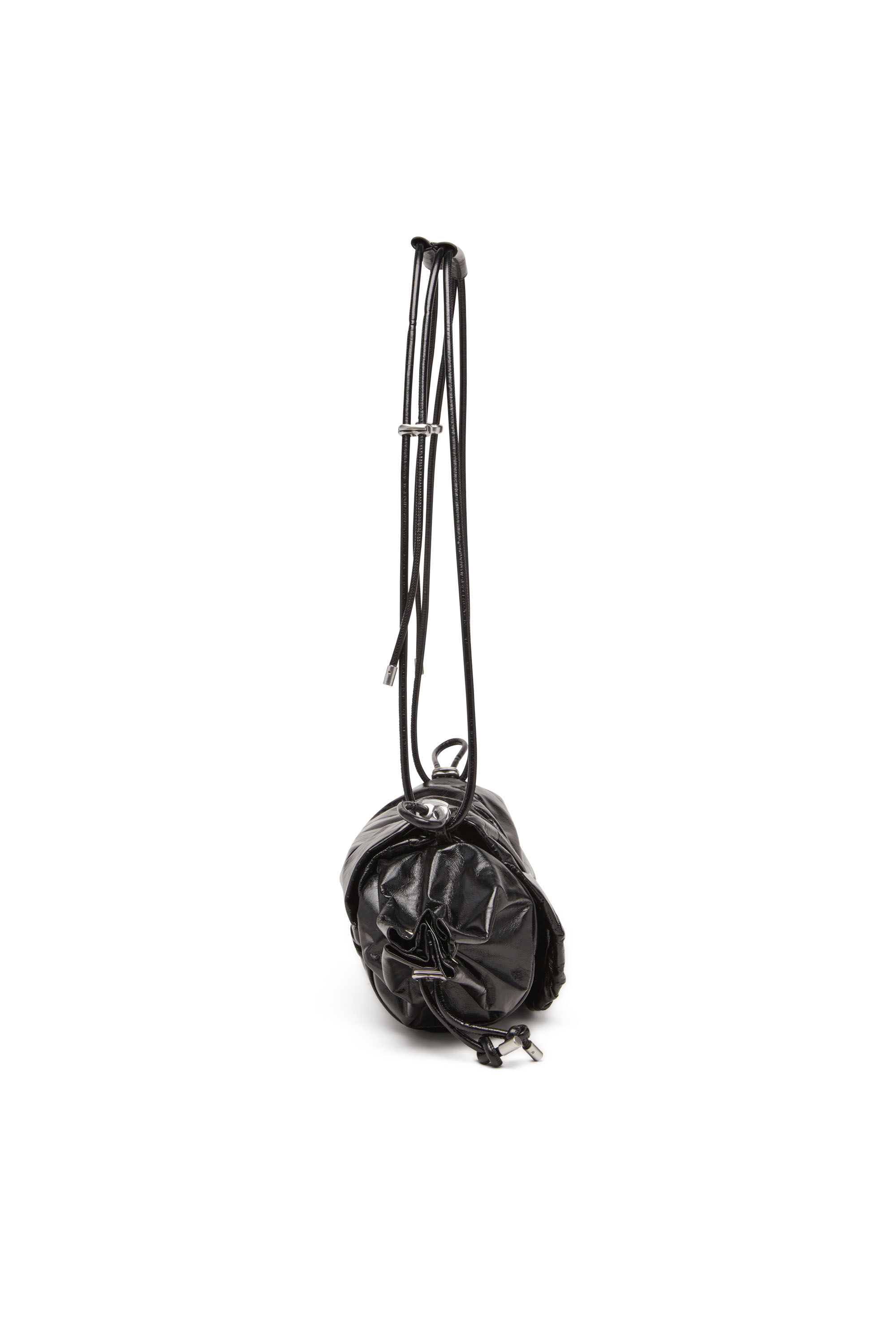 Women's Scrunch-D M-Shoulder bag in shiny leather | Black | Diesel