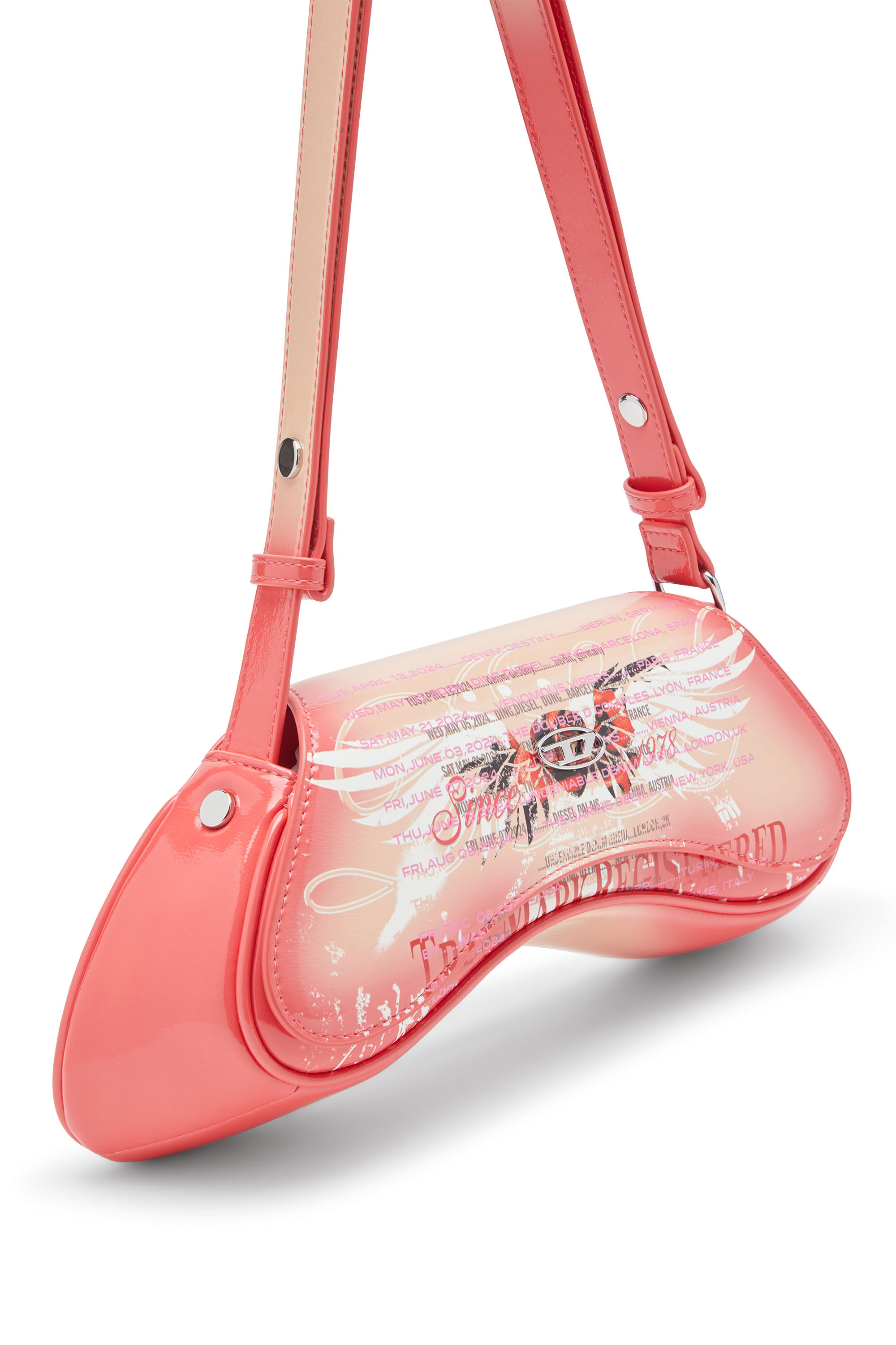Diesel - PLAY CROSSBODY, Woman's Play-Shoulder bag in printed glossy PU in Pink - 2