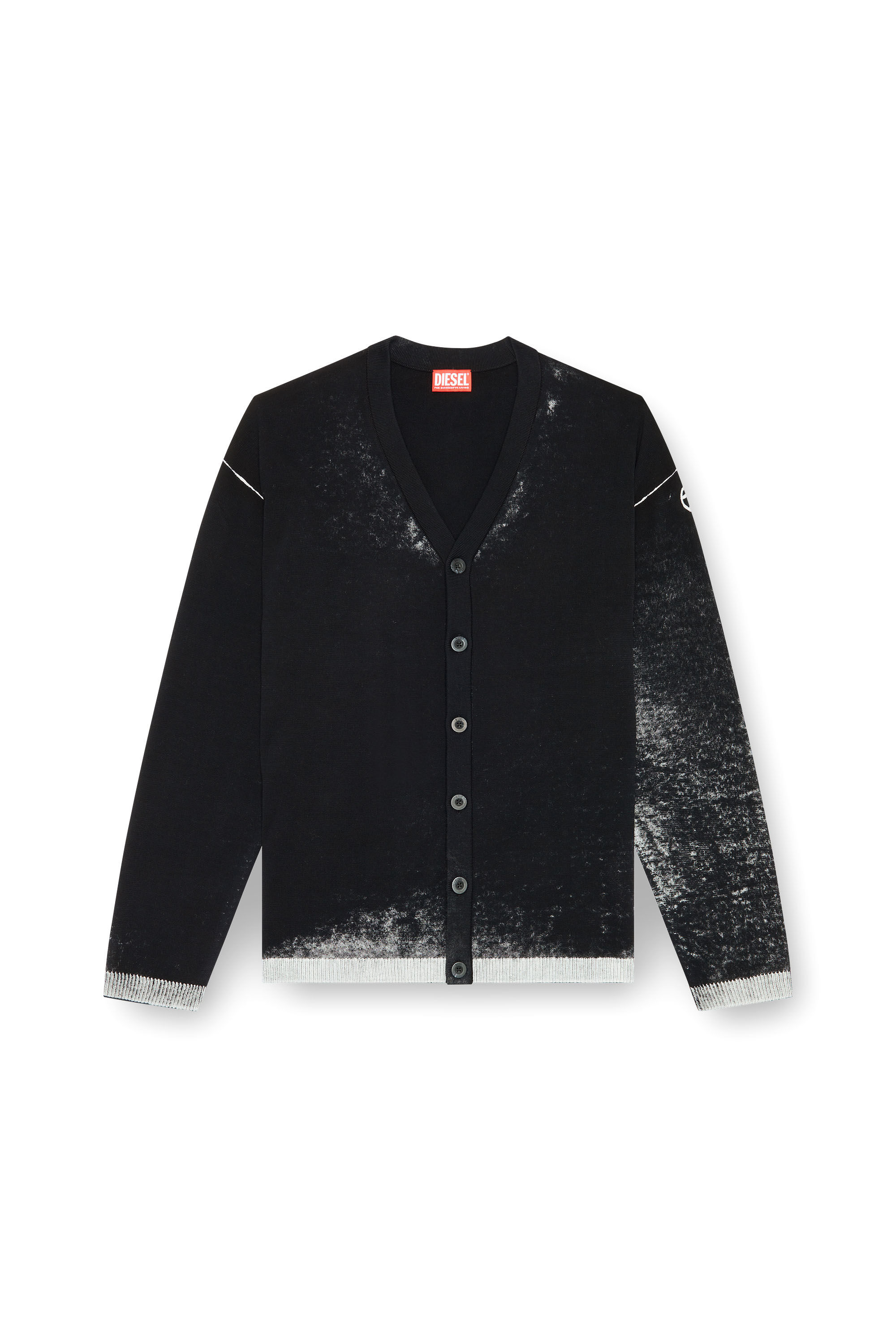 Men s Reverse print cotton cardigan Black Diesel