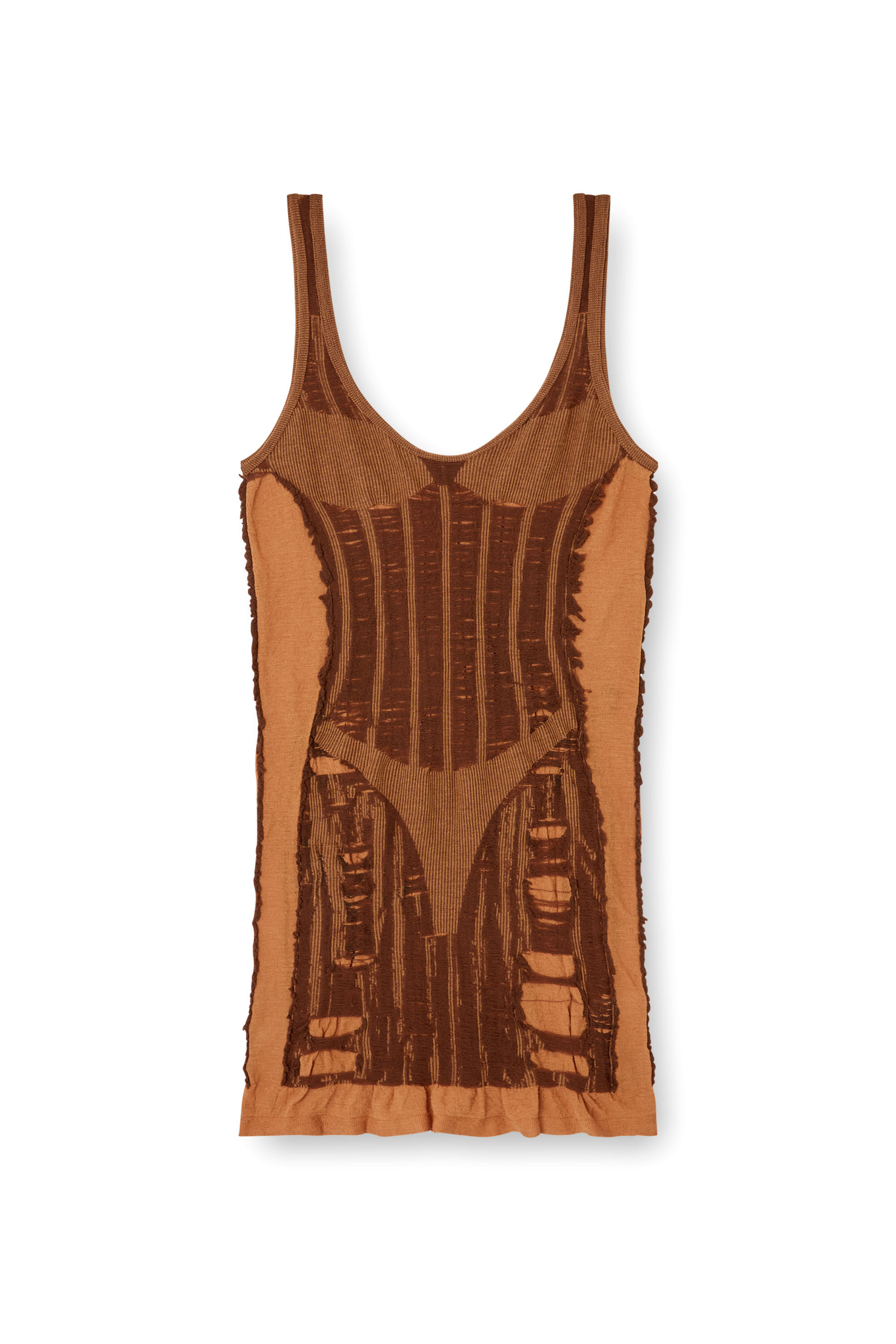 Diesel - M-CALIMERA-SHORT, Woman's Mini dress in distressed second-skin knit in null - 2