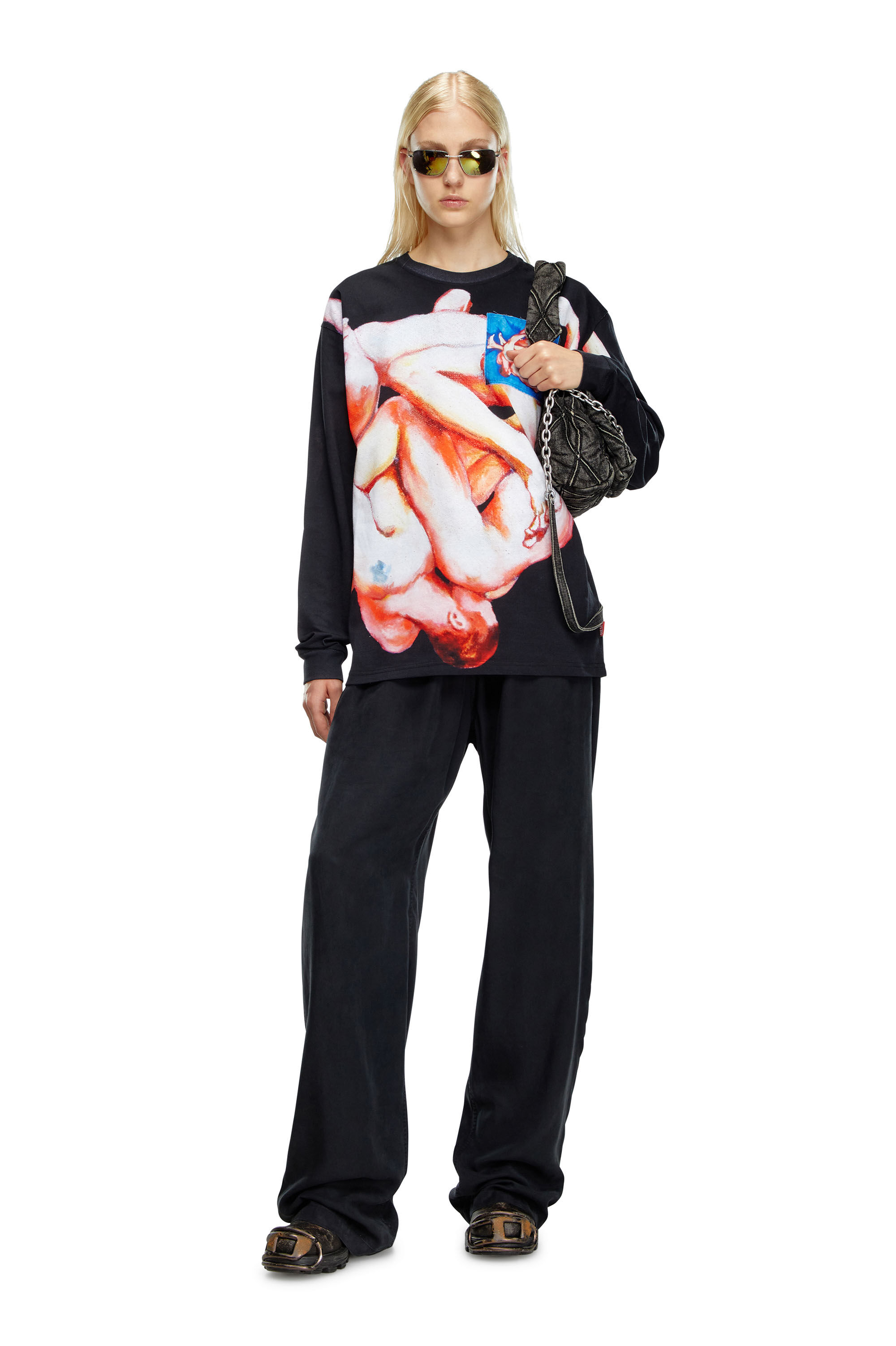Diesel - PR-T-BOXT-LS-VAL, Unisex's Long-sleeve T-shirt with print and patches in Black - 6