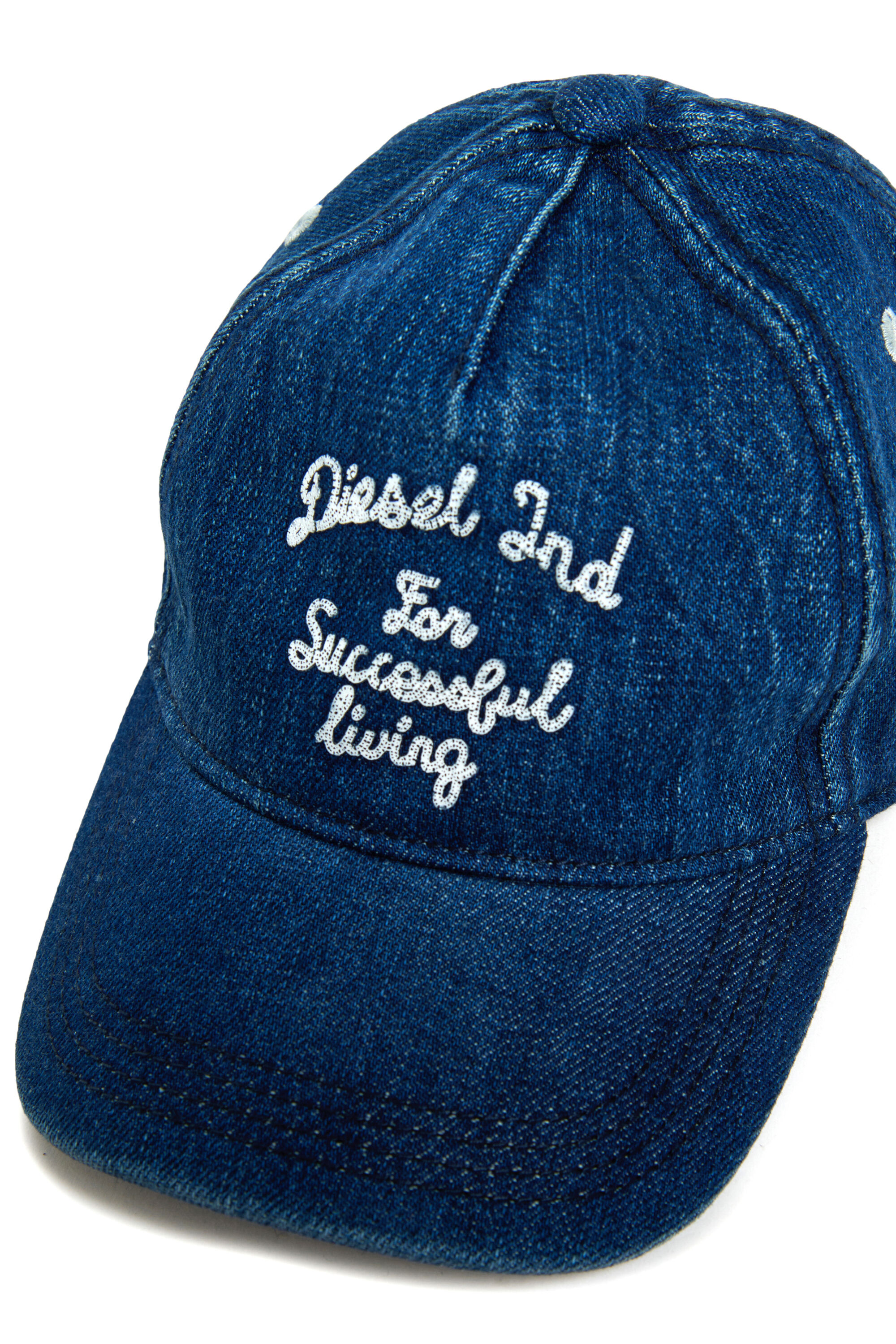 Diesel - FERMYB, Man's Denim baseball cap with embroidery in Dark Blue - 3