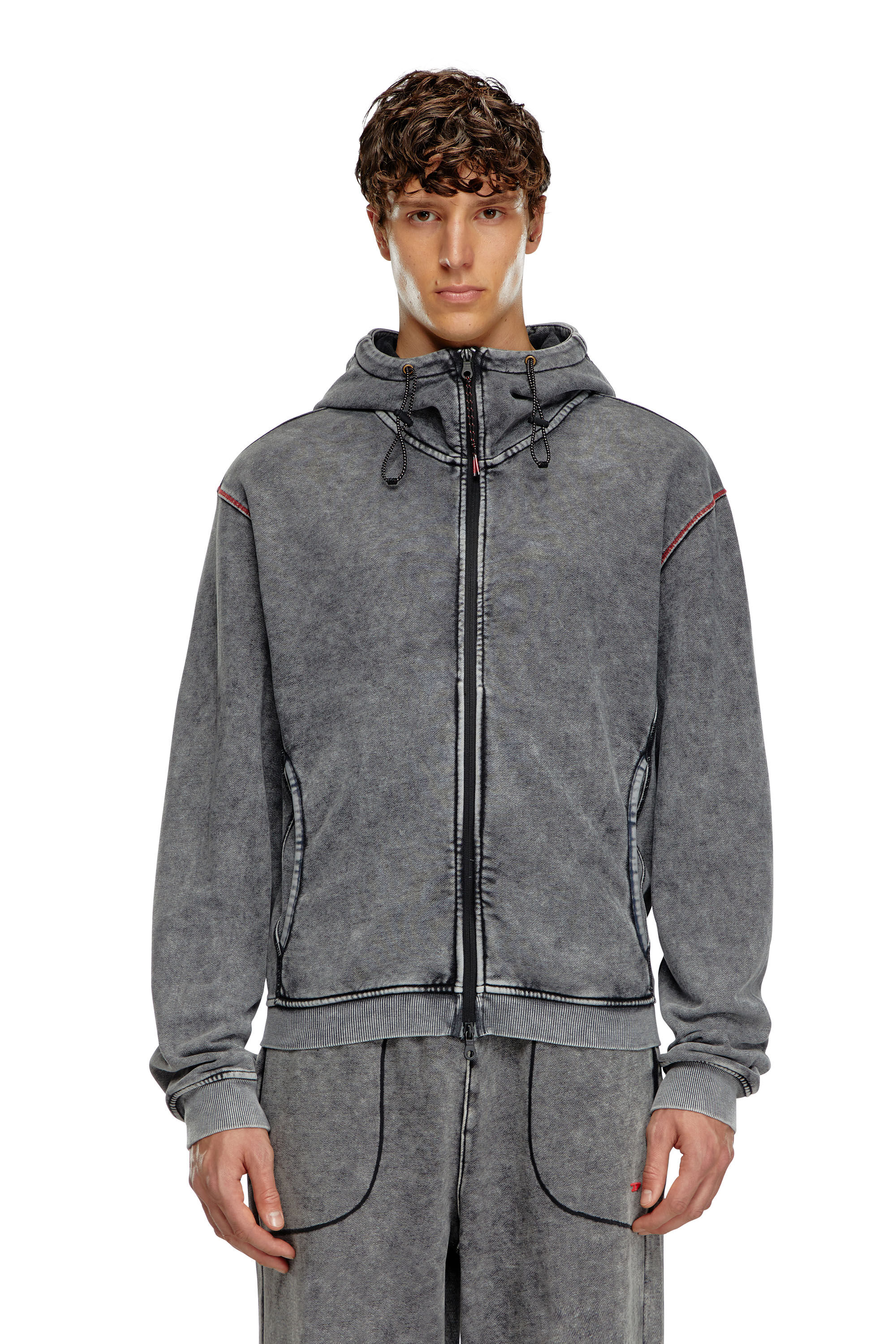 Men's Faded hoodie with zip back | Grey | Diesel