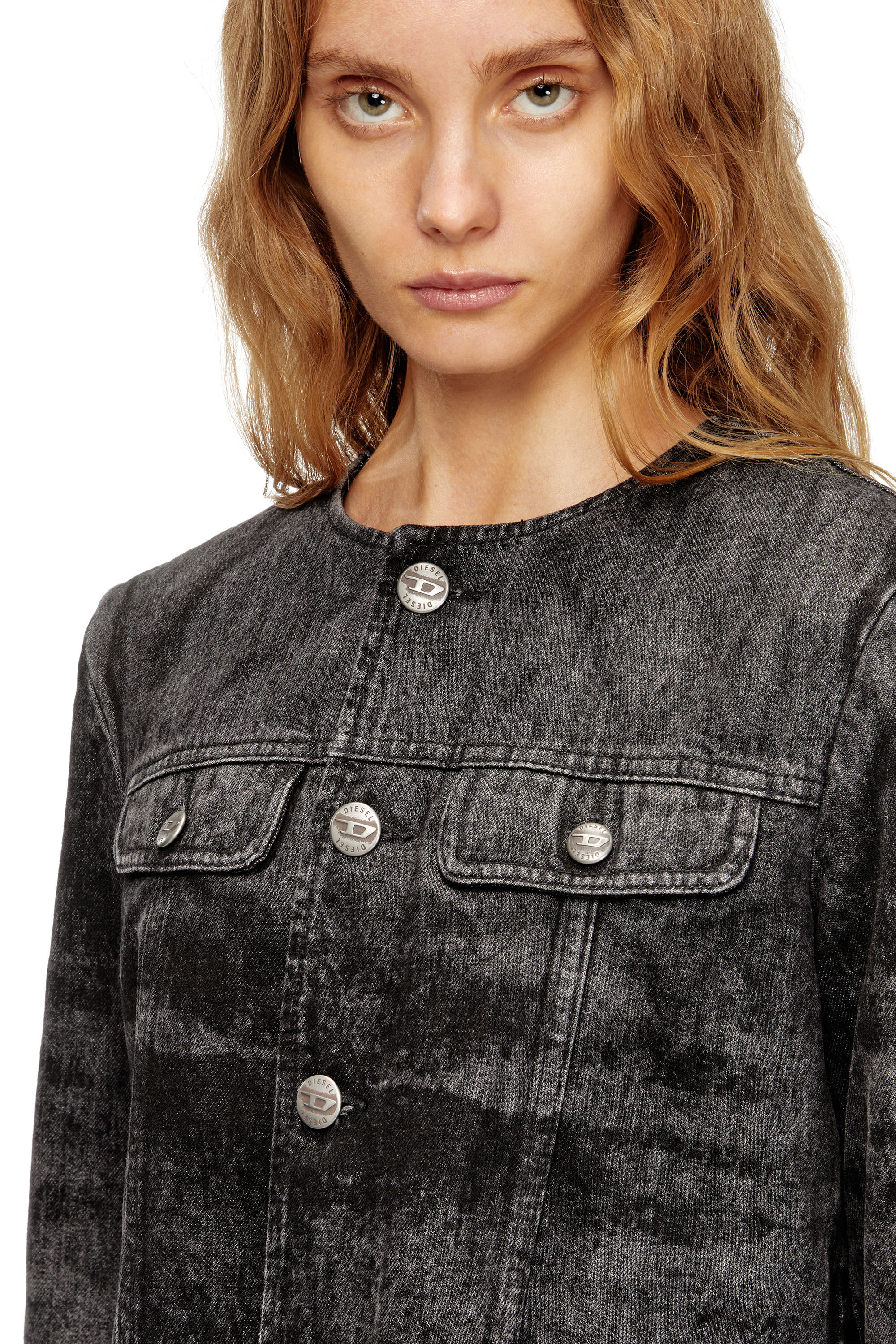 Women's Jacket in lasered cotton-hemp denim | Black | Diesel