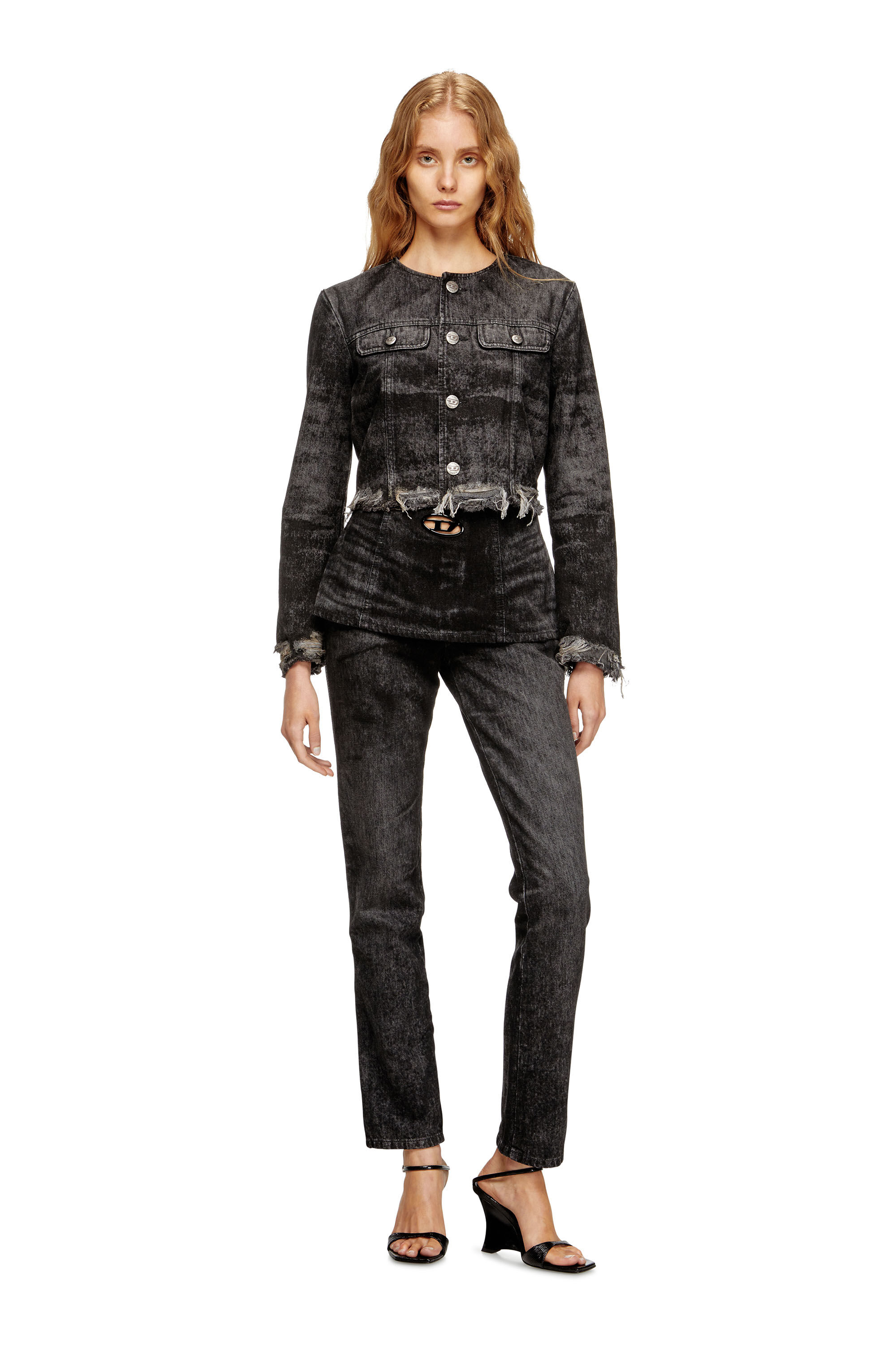 Women's Jacket in lasered cotton-hemp denim | Black | Diesel
