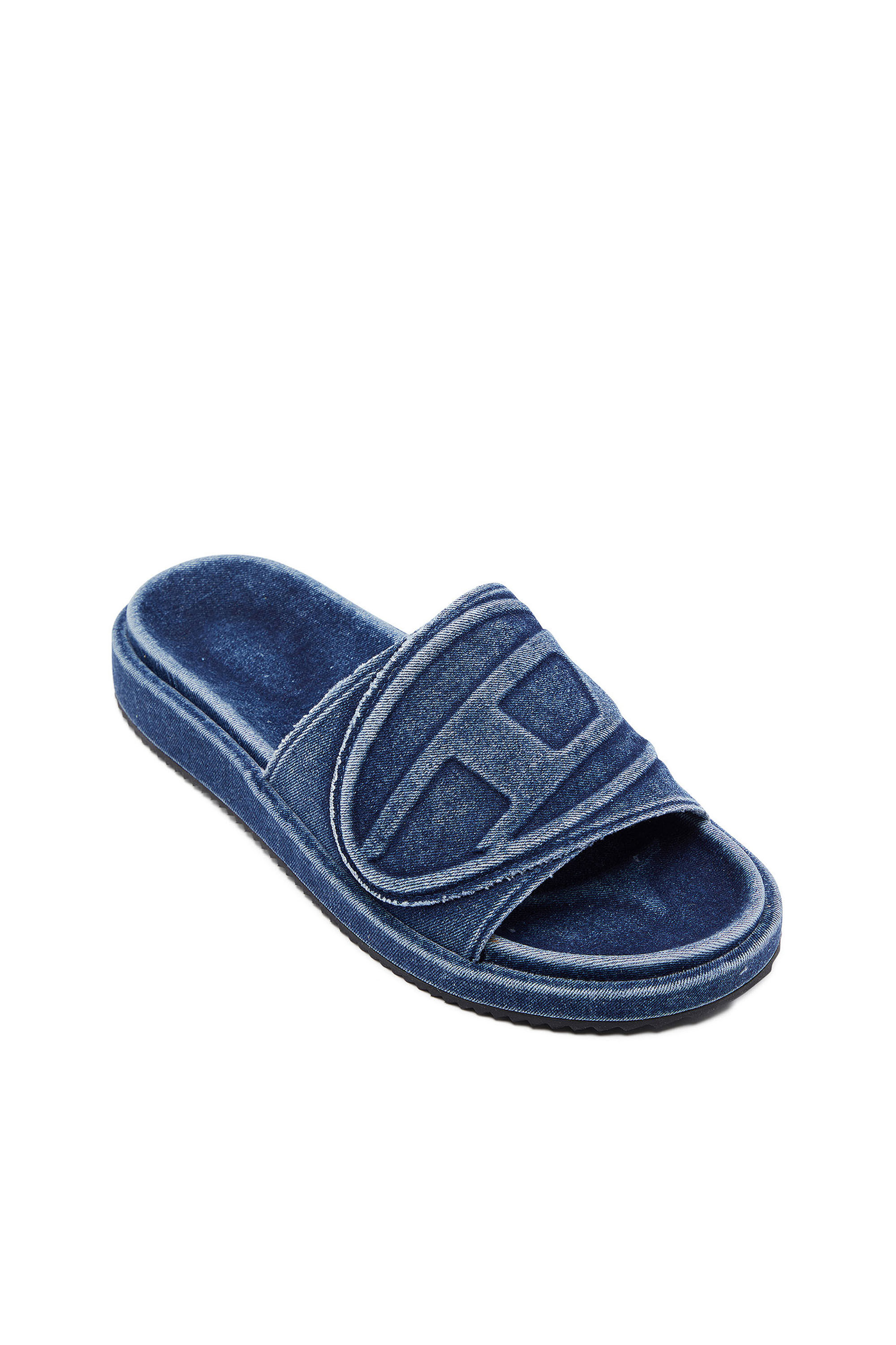 Women s Sa Slide D Denim slides with embossed strap Blue Diesel