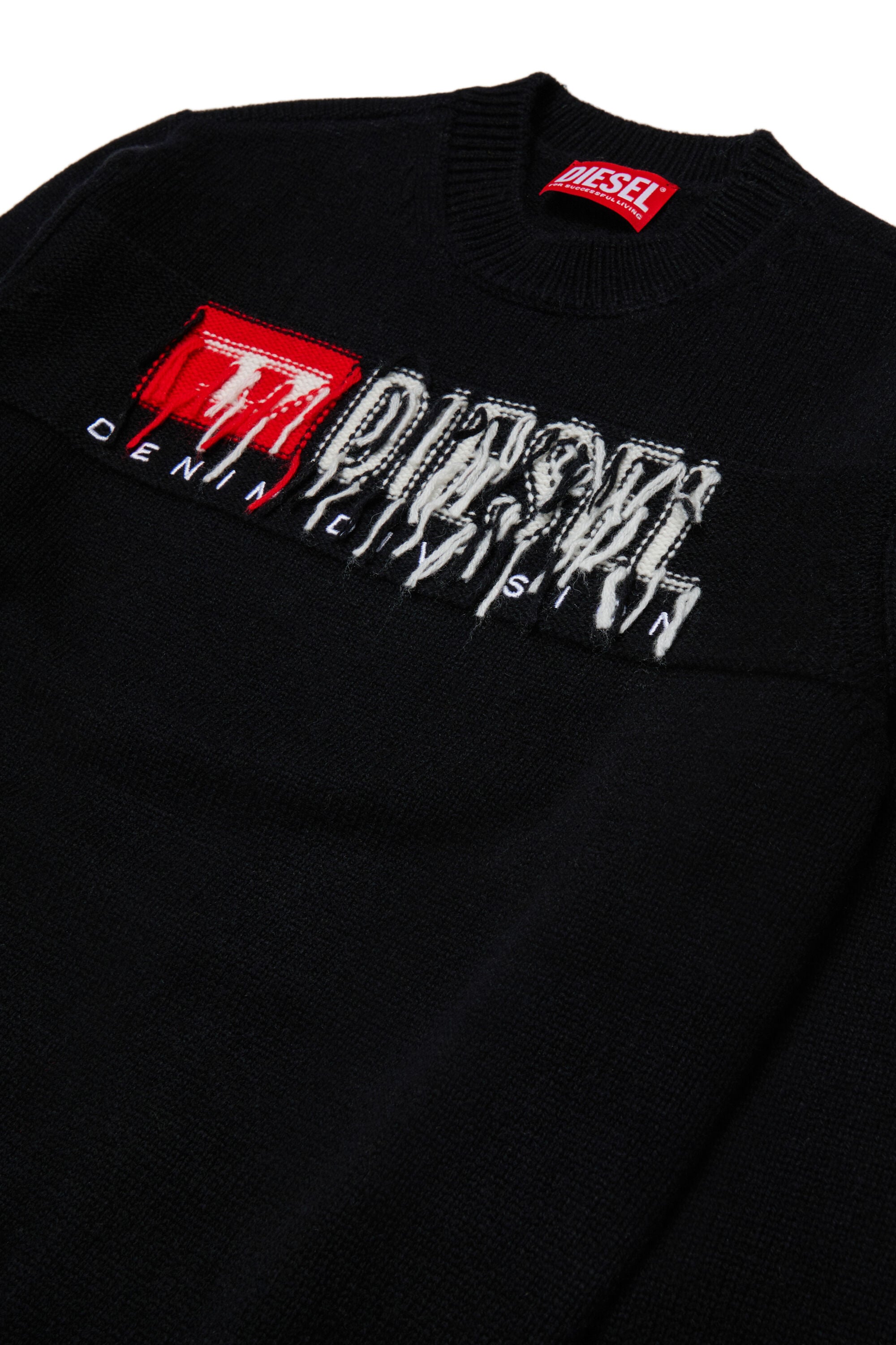 Diesel - KONZI OVER, Man's Cashmere-enriched jumper with destroyed logo in Black - 3