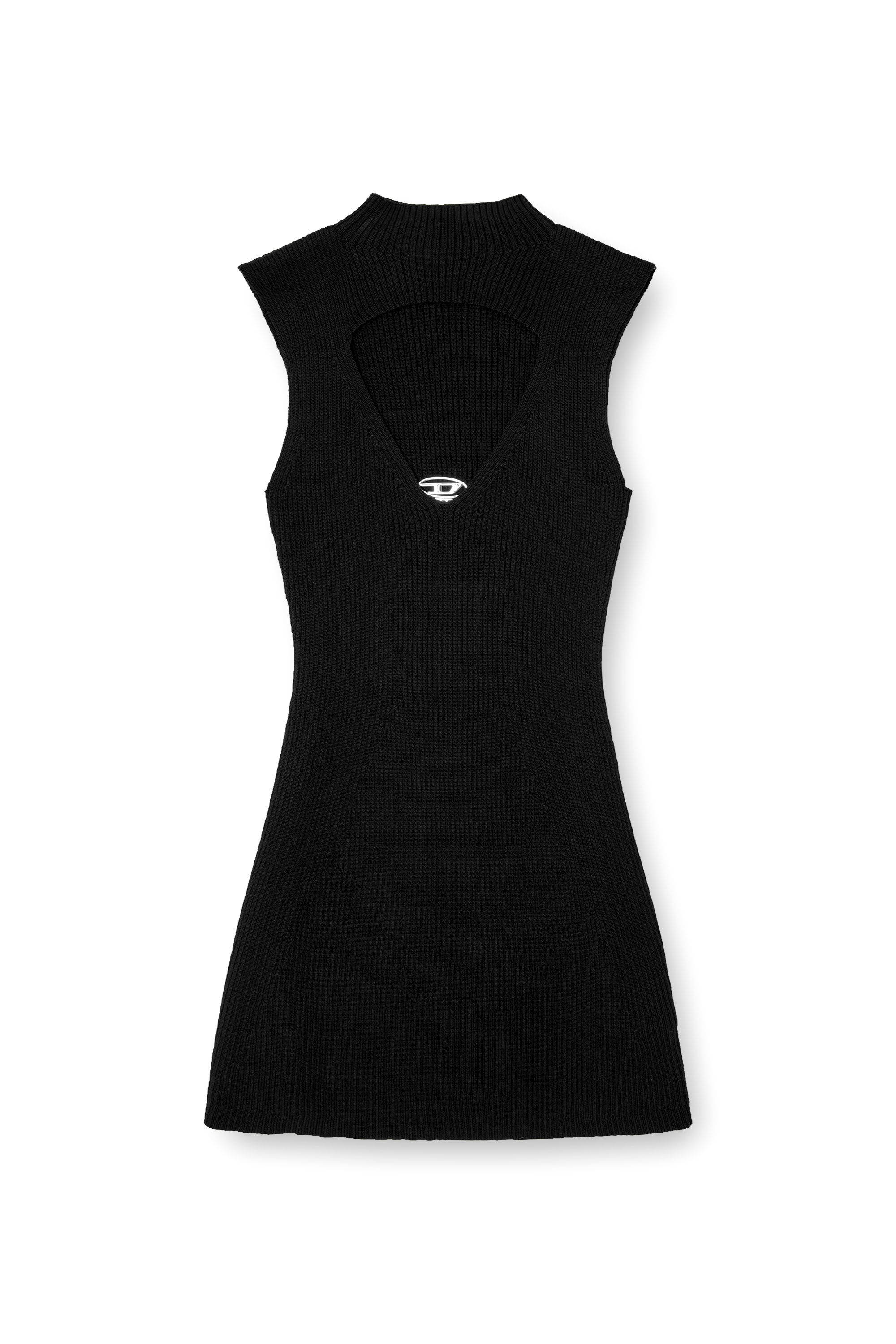 Diesel - M-OLONI-SHORT, Woman's Mini wool dress with inlay in null - 2