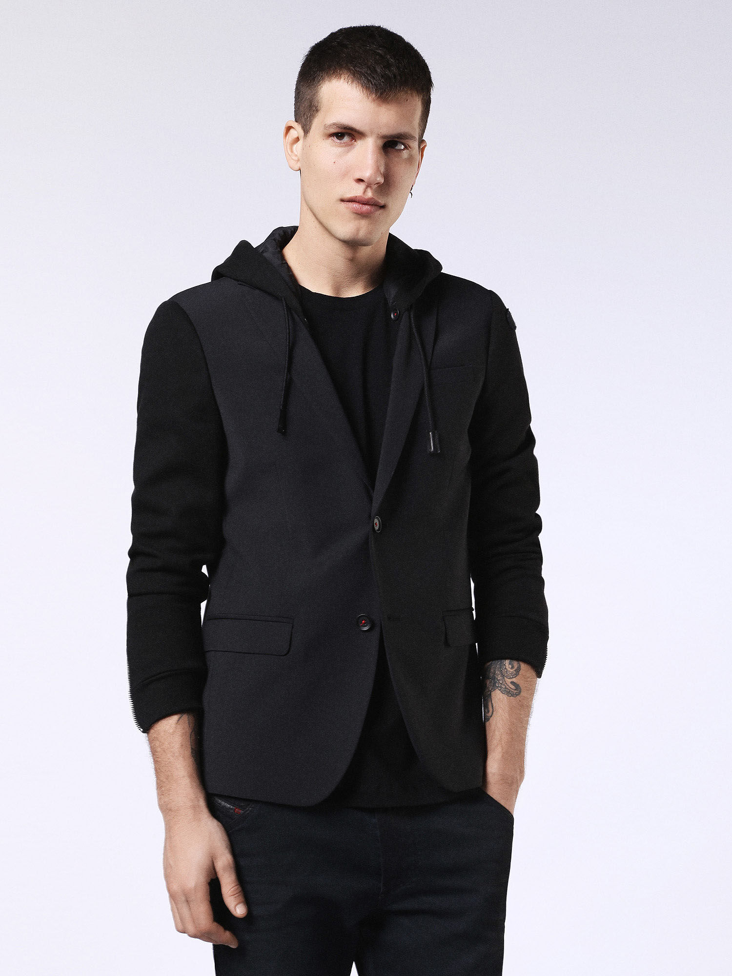 00S7S00WAPF Jackets Man DVL-BLAZER-HOOD-RE by Diesel Black 00S7S00WAPF Jackets Man DVL-BLAZER-HOOD-RE by Diesel Black