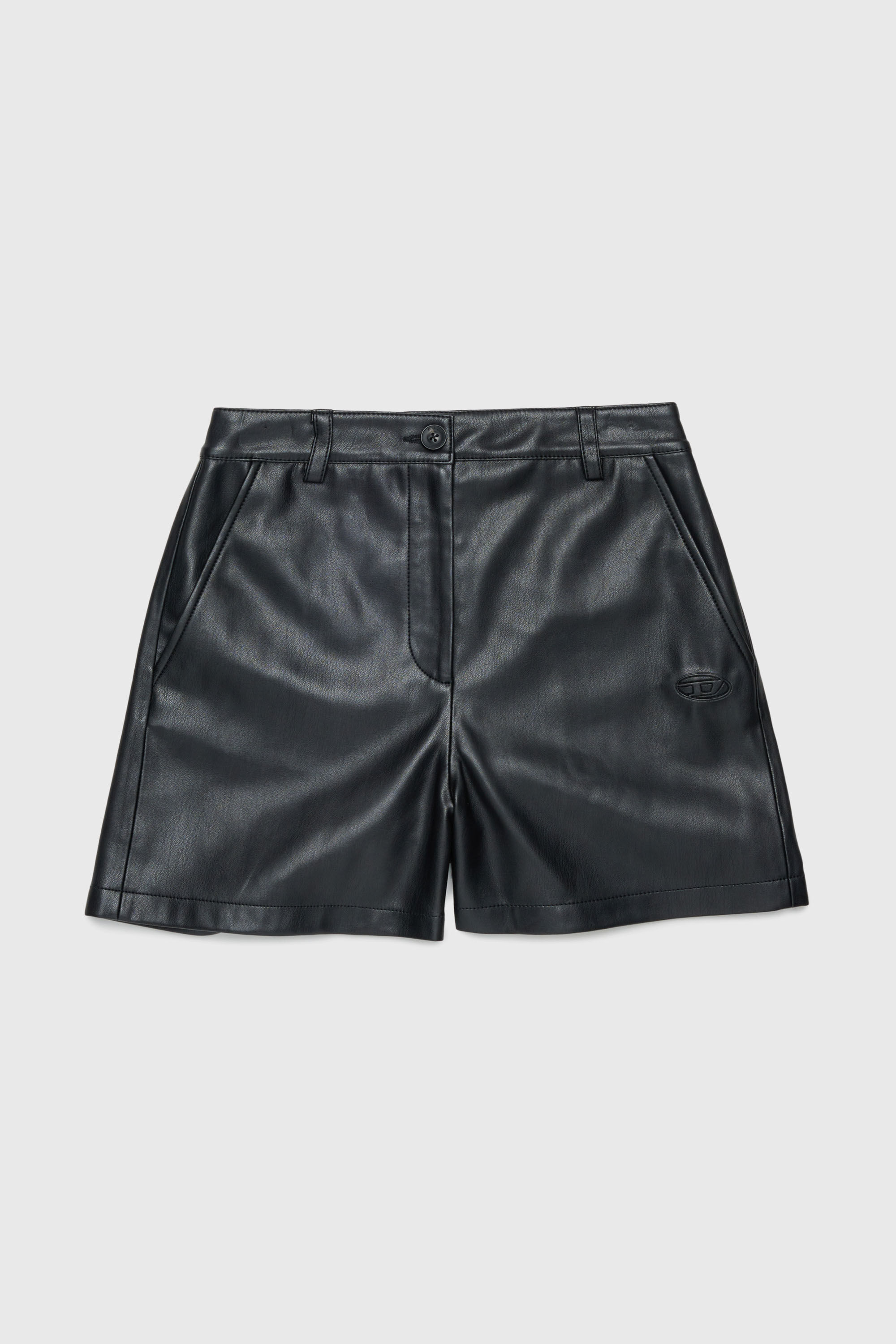 Diesel - PJENNY, Woman's Shorts in coated fabric in Black - 1