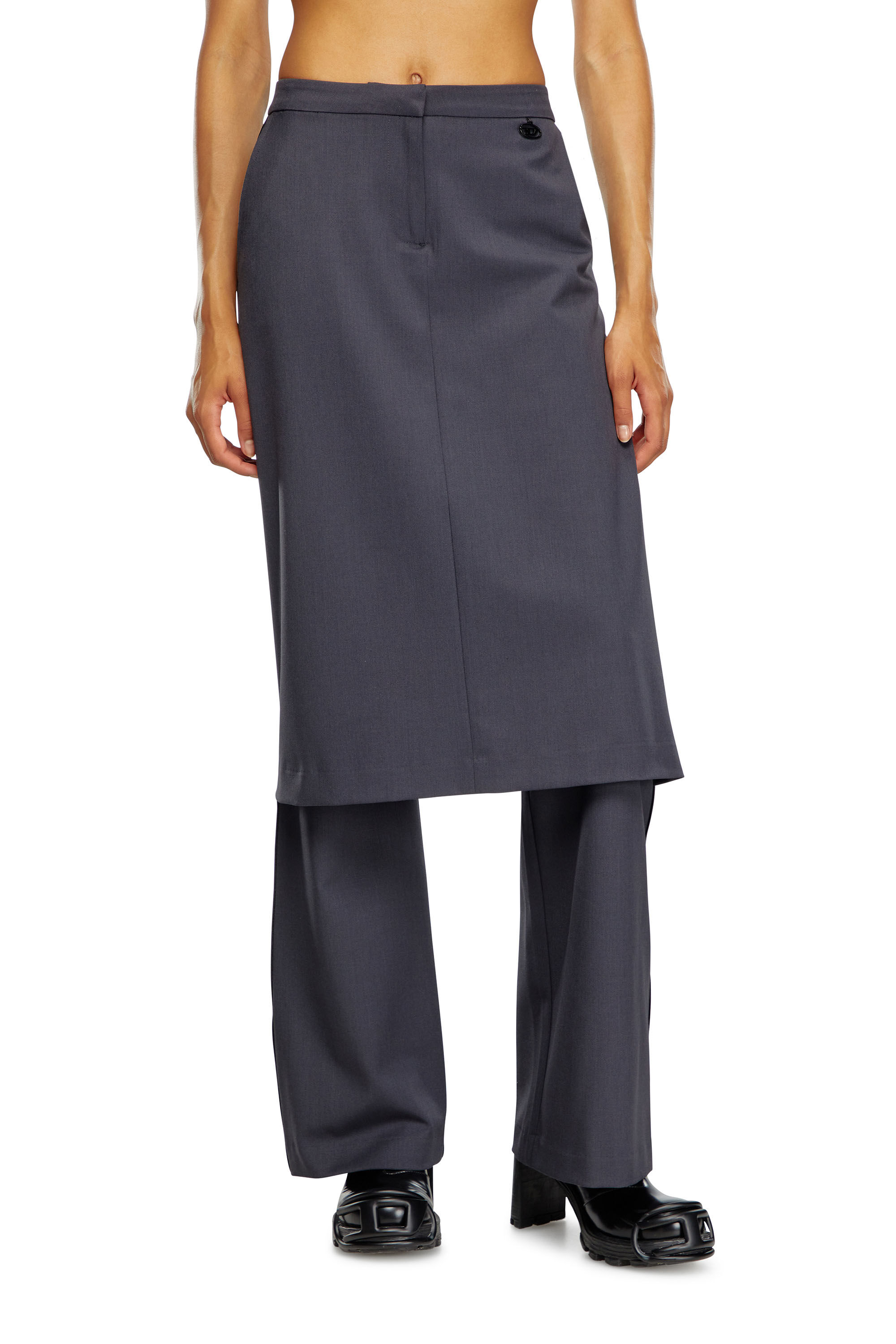 Women's Hybrid skirt-pants in wool blend | Grey | Diesel Women's Hybrid skirt-pants in wool blend | Grey | Diesel
