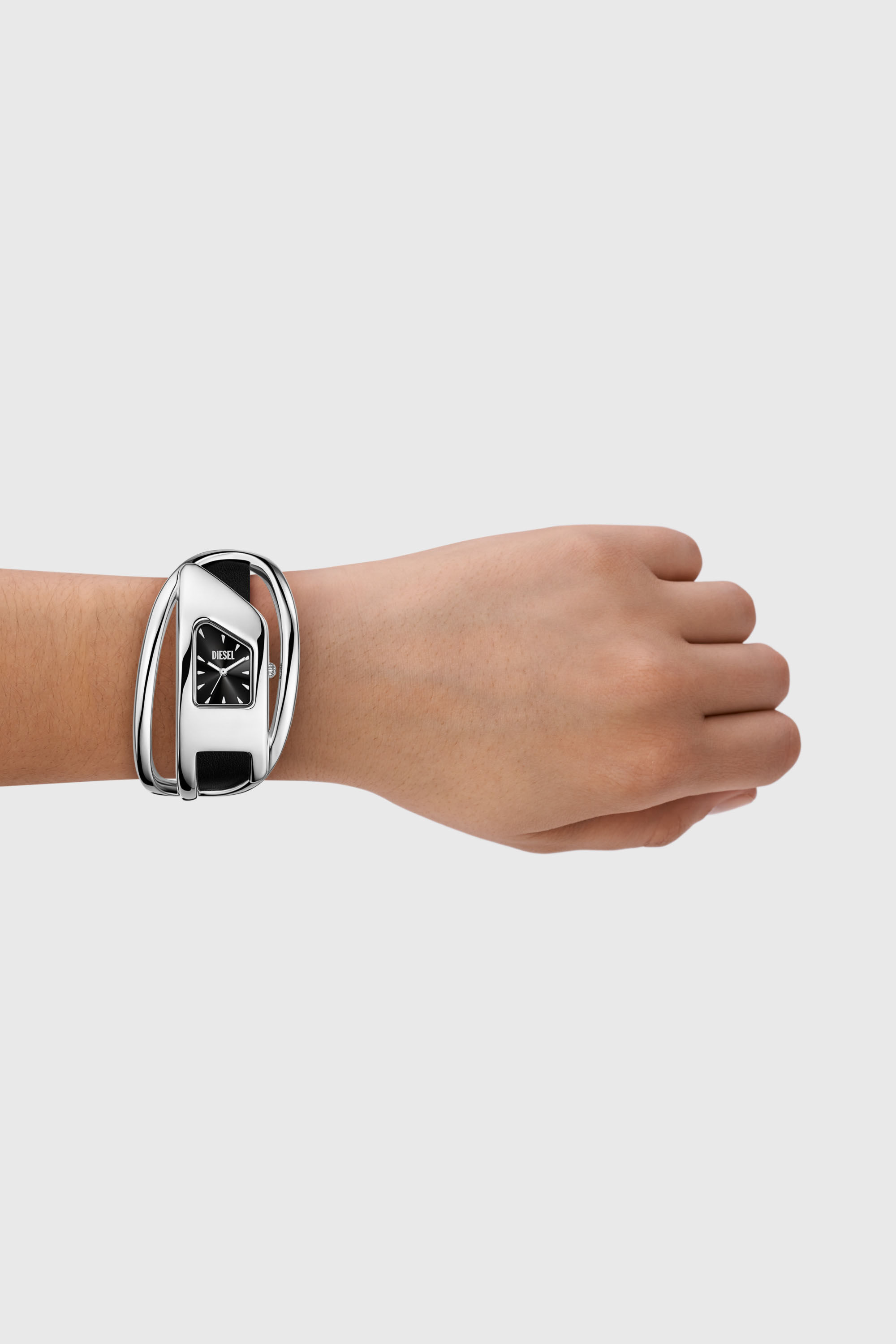 Diesel - DZ5627 WATCH, Woman's Wrap-D black leather watch in Silver/Black - 4