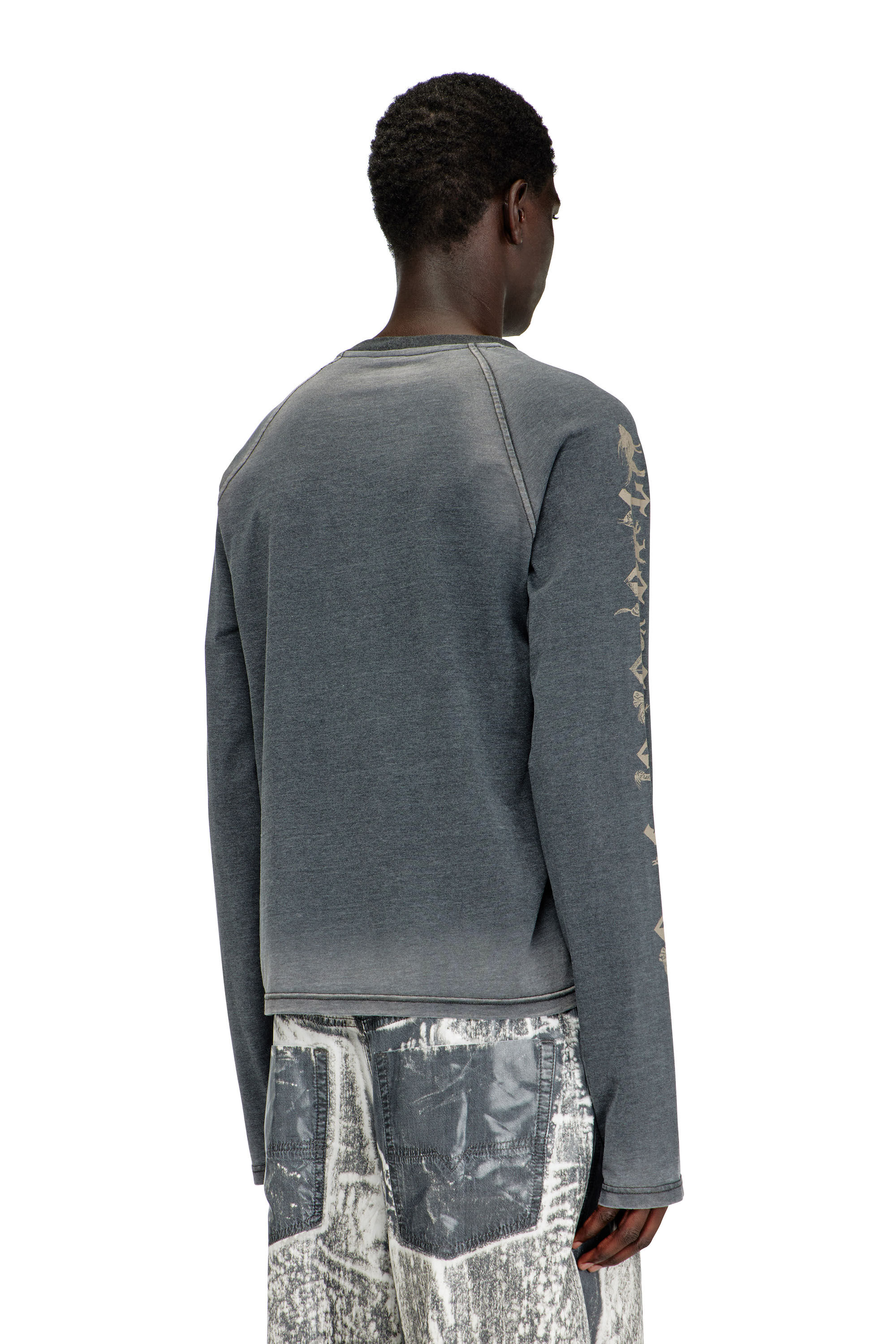 Men's Long-sleeve T-shirt with graphic motif | Black | Diesel