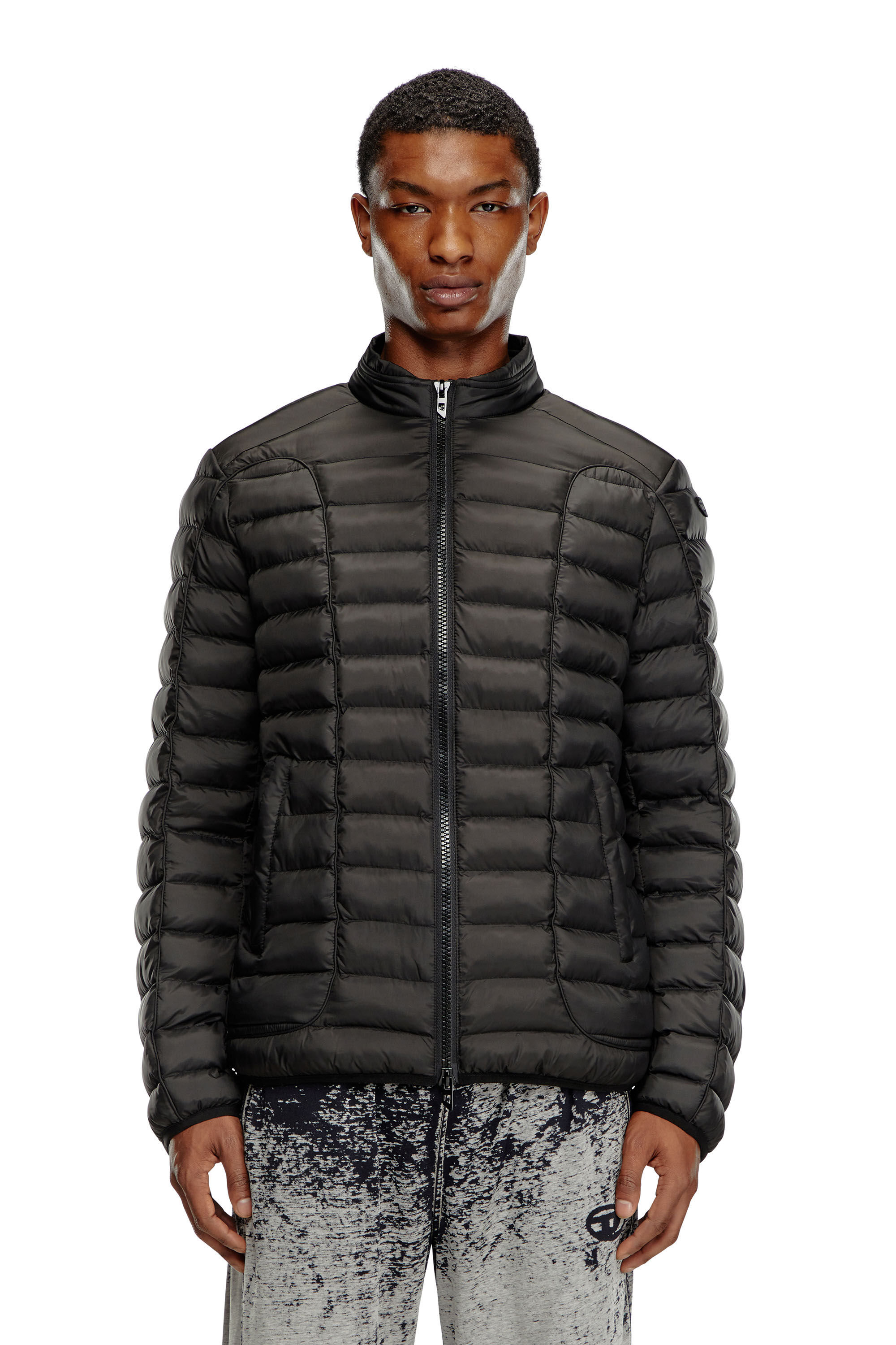 Men s Puffer jacket in light nylon Black Diesel